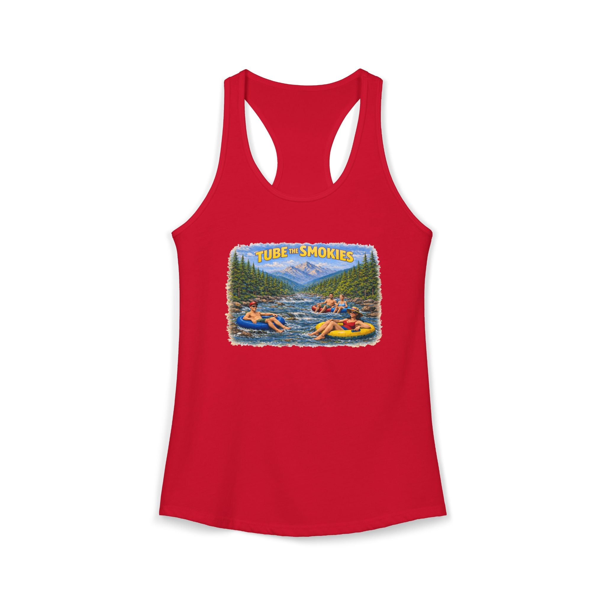 Smoky Mountains Tubing River Scene Women's Racerback Tank