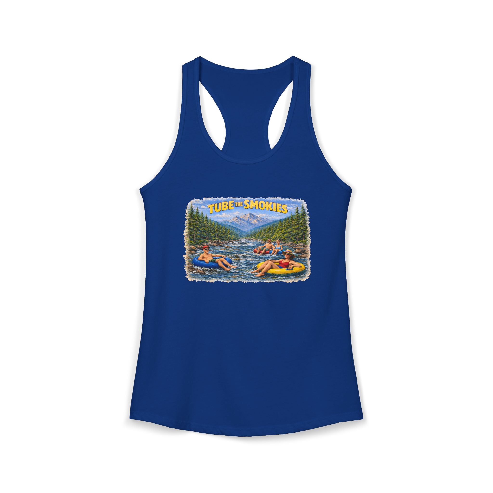 Smoky Mountains Tubing River Scene Women's Racerback Tank