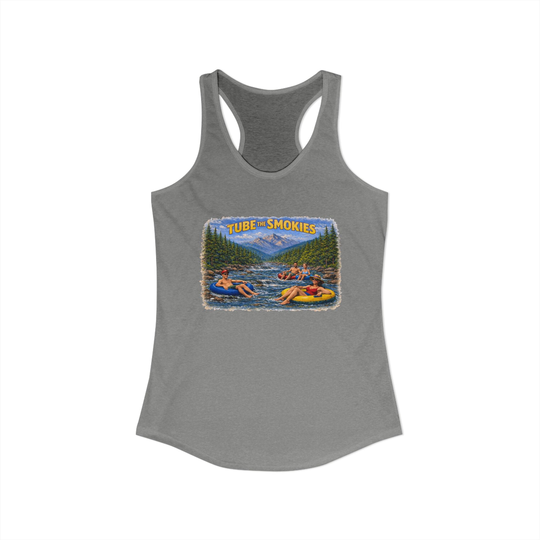 Smoky Mountains Tubing River Scene Women's Racerback Tank