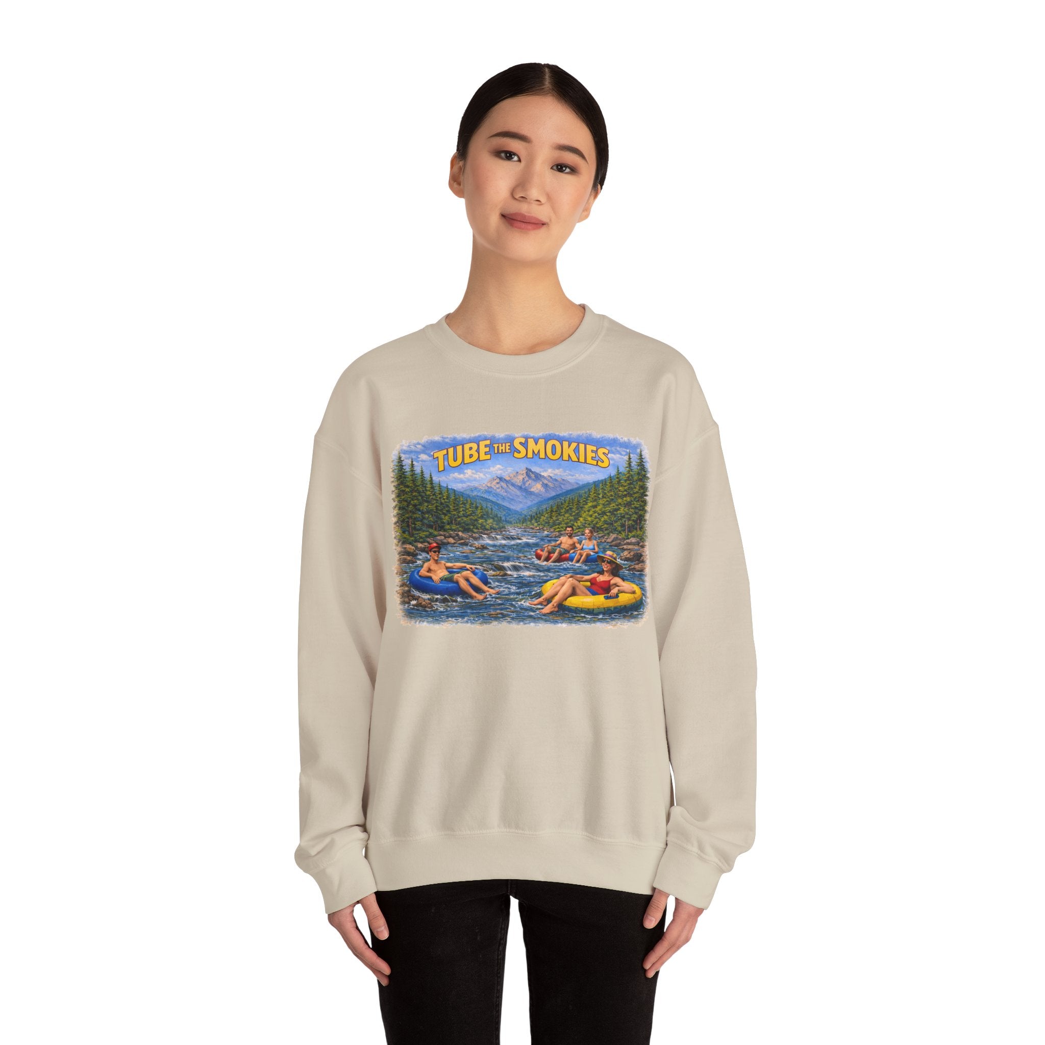 Tube the Smokies Crewneck Sweatshirt – Scenic River Tubing Graphic