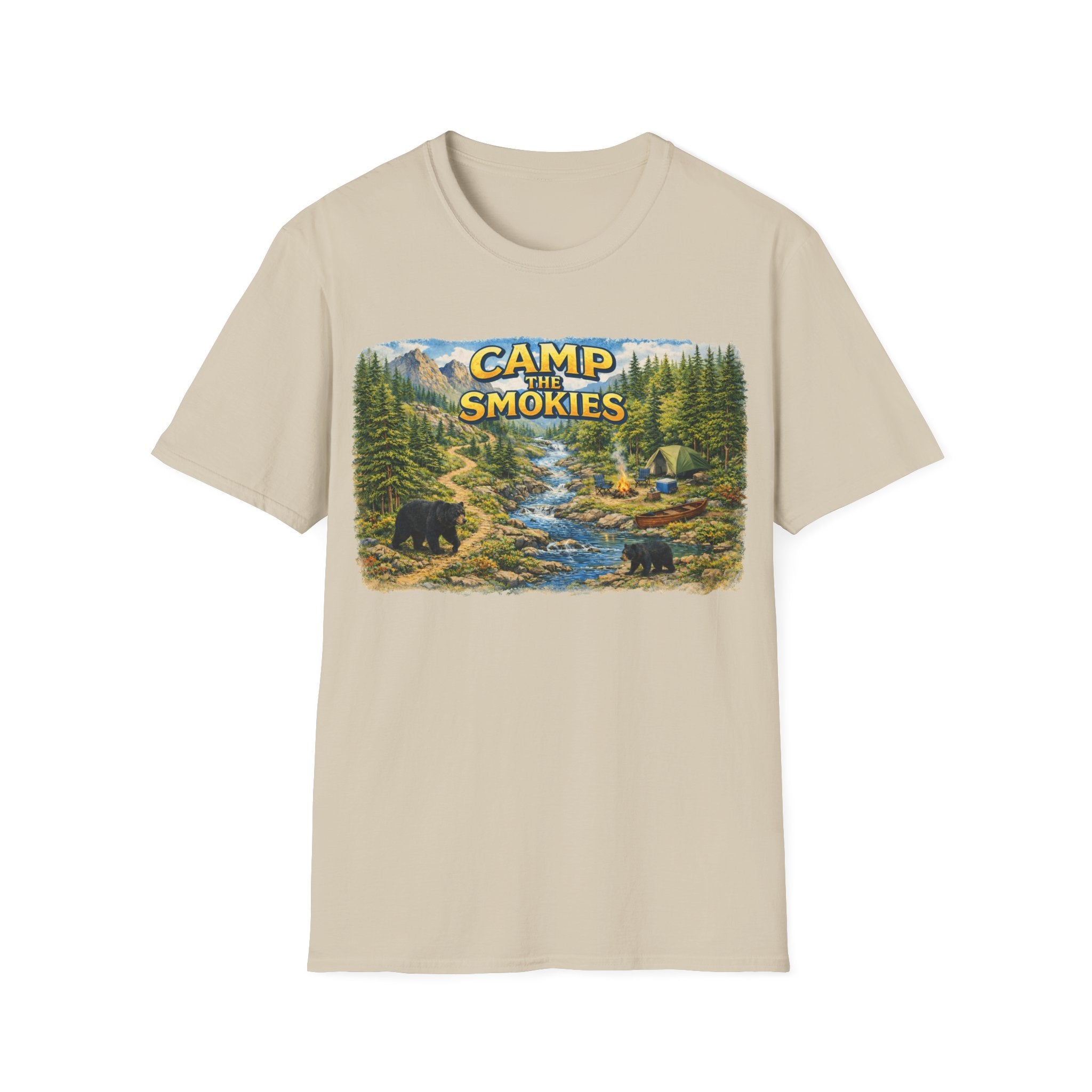Camp the Smokies Unisex T-Shirt – Rustic Mountain Camping Graphic Tee