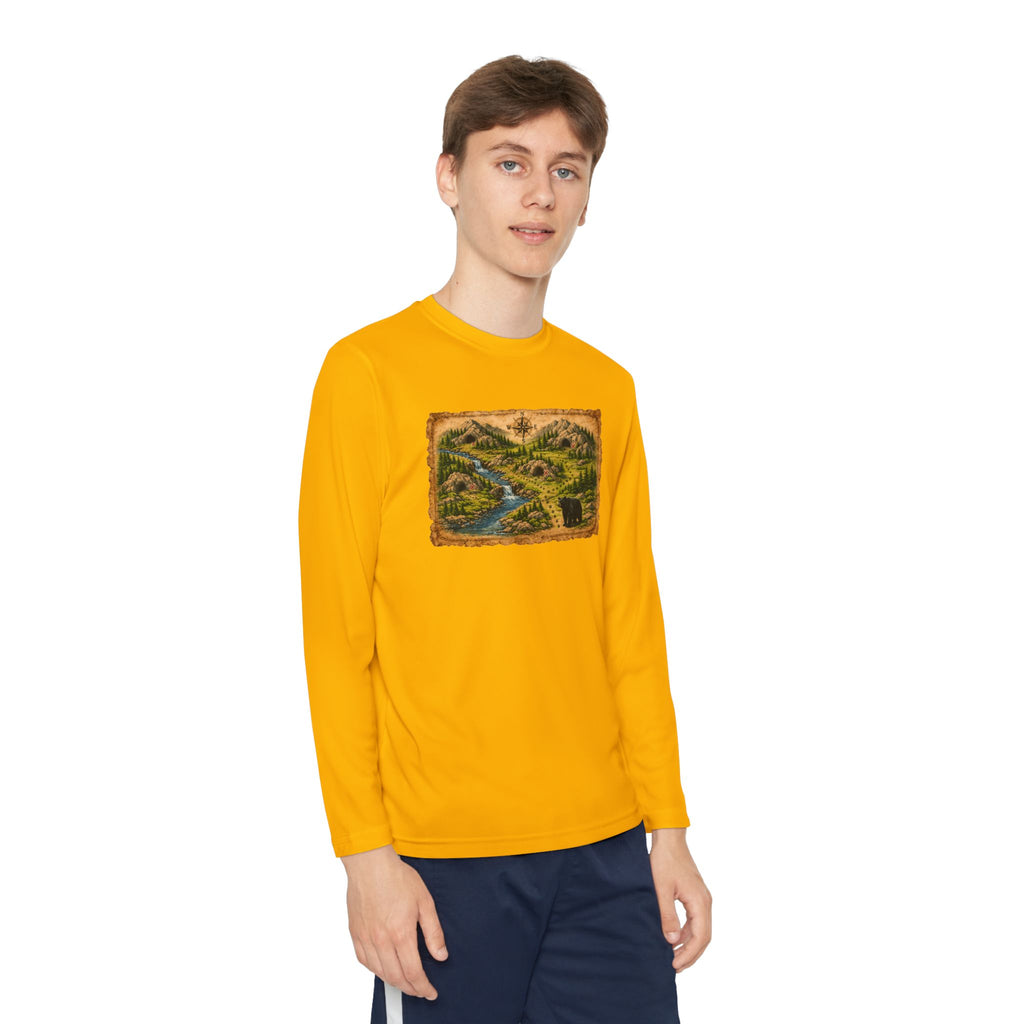 Youth Long Sleeve Tee — Bear Cave Treasure Map