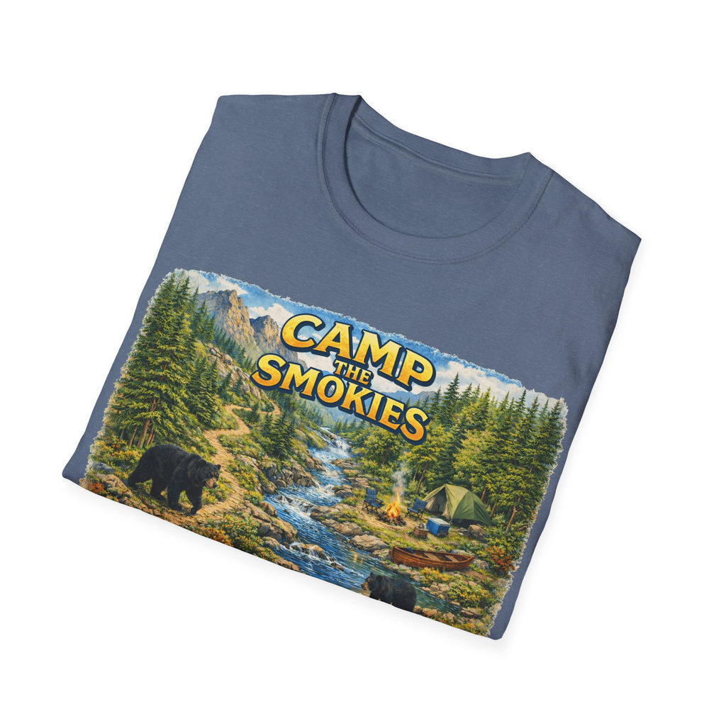Camp the Smokies Unisex T-Shirt – Rustic Mountain Camping Graphic Tee
