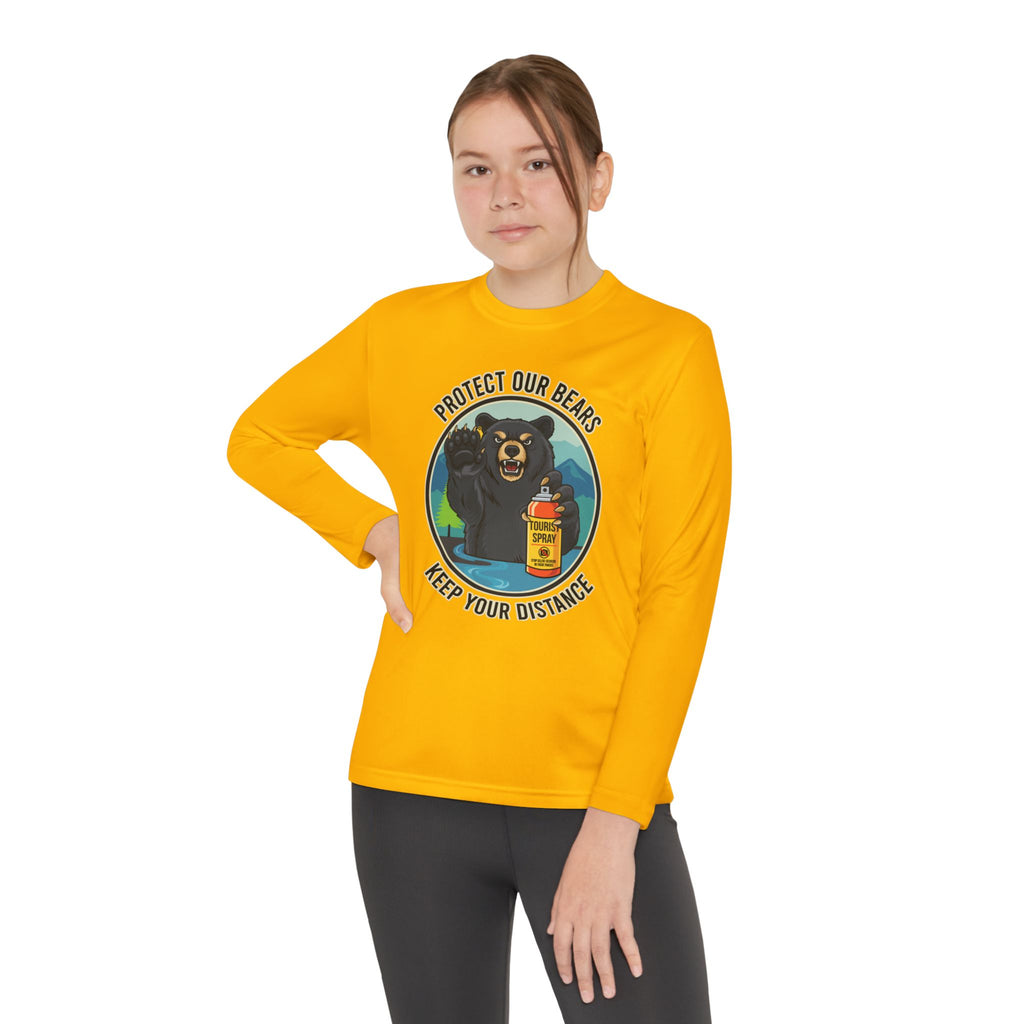 Youth Long Sleeve Tee — "Protect Our Bears, Keep Your Distance" Wildlife Conservation Shirt