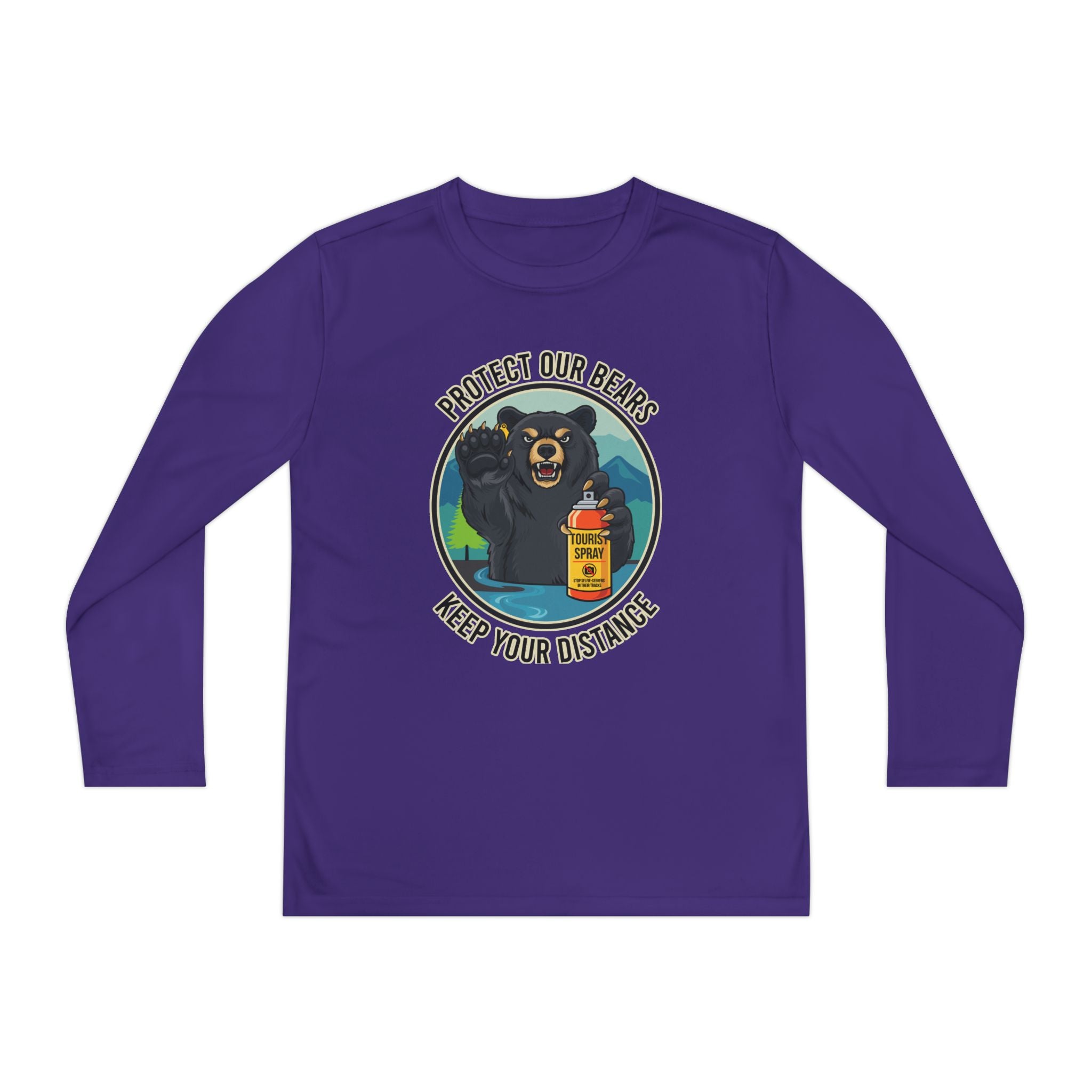 Youth Long Sleeve Tee — "Protect Our Bears, Keep Your Distance" Wildlife Conservation Shirt