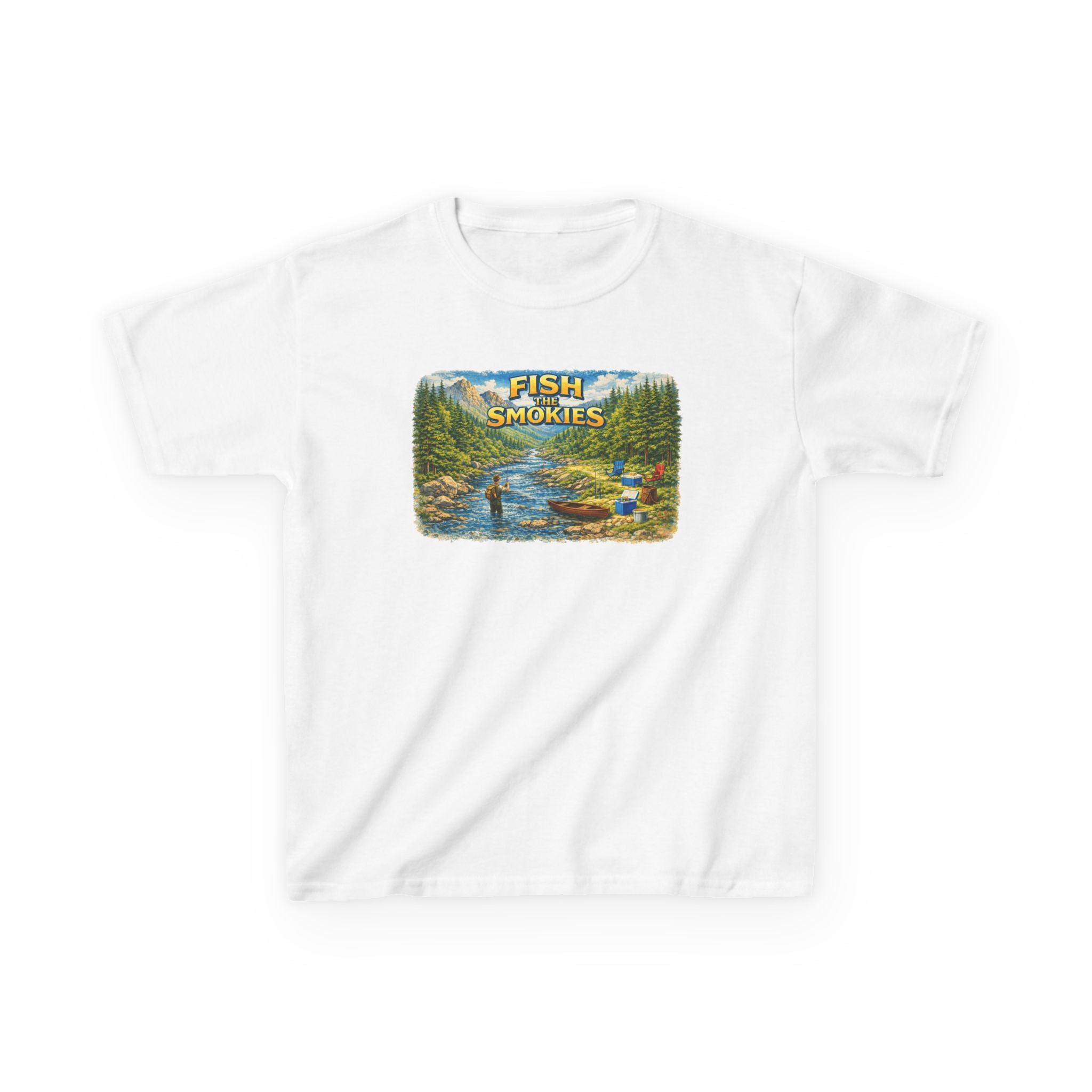 Kids T-Shirt - 'Fish The Smokies' River Fishing Graphic Tee for Outdoorsy Kids