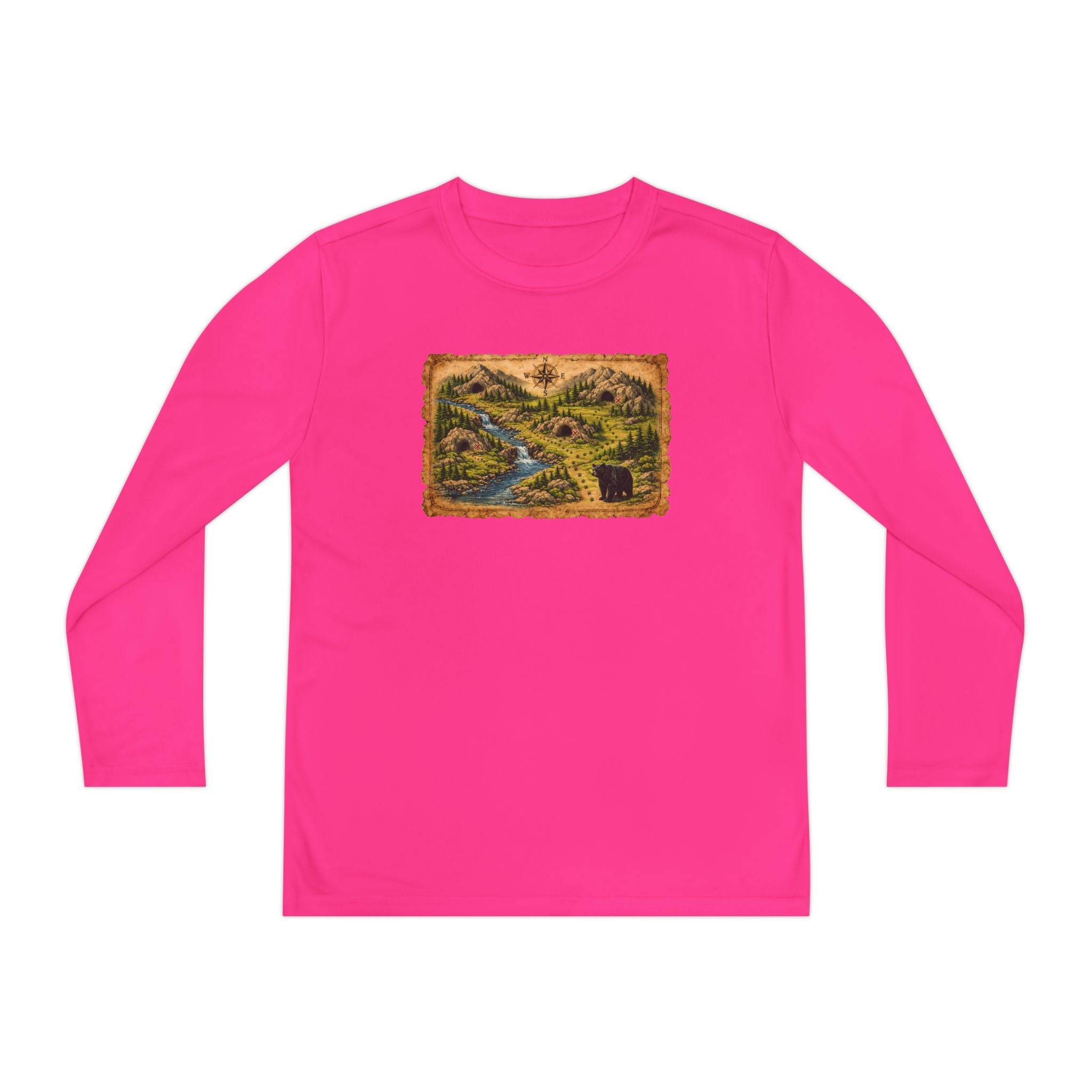 Youth Long Sleeve Tee — Bear Cave Treasure Map