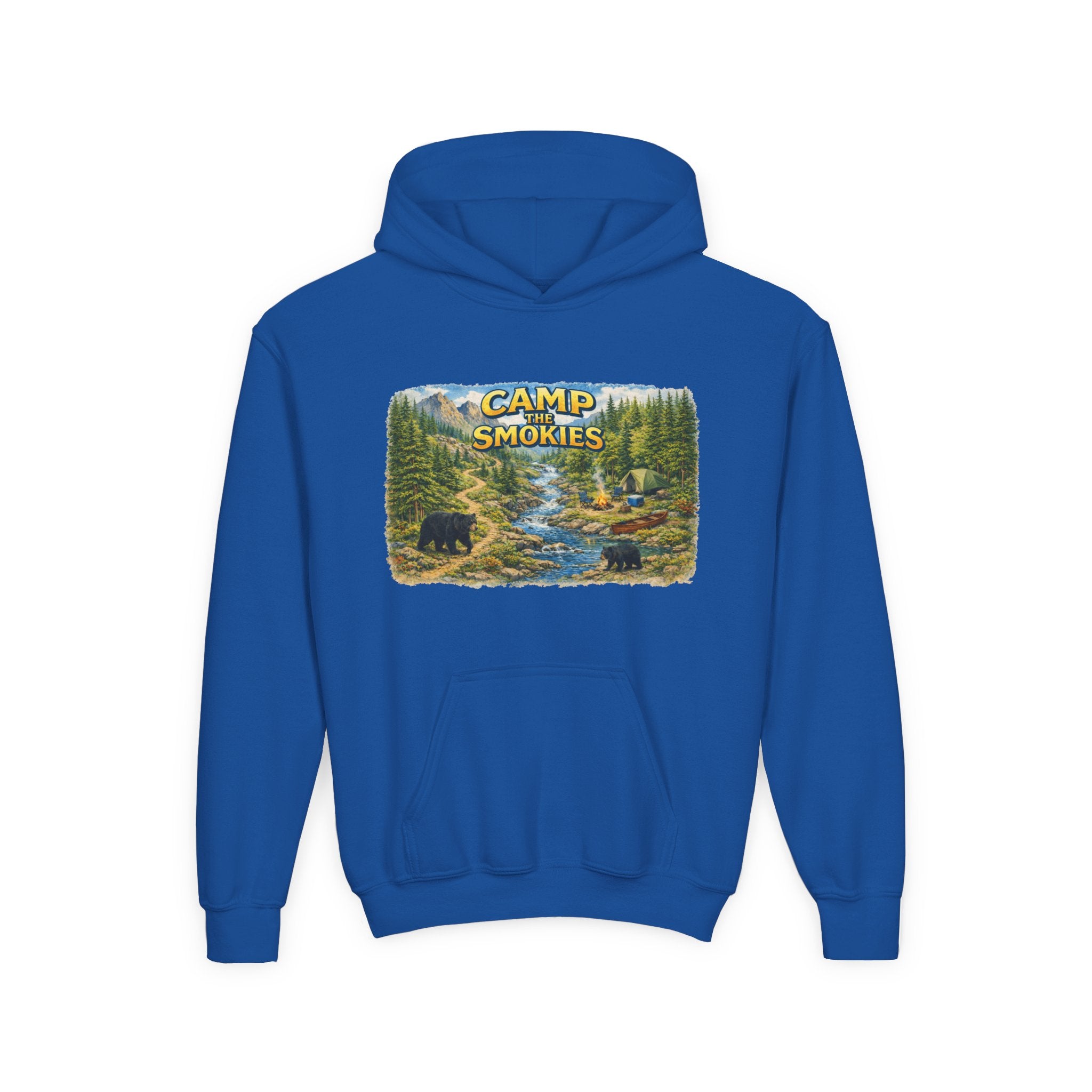 Camp Smokies Youth Hoodie — Outdoor Camping Graphic Sweatshirt