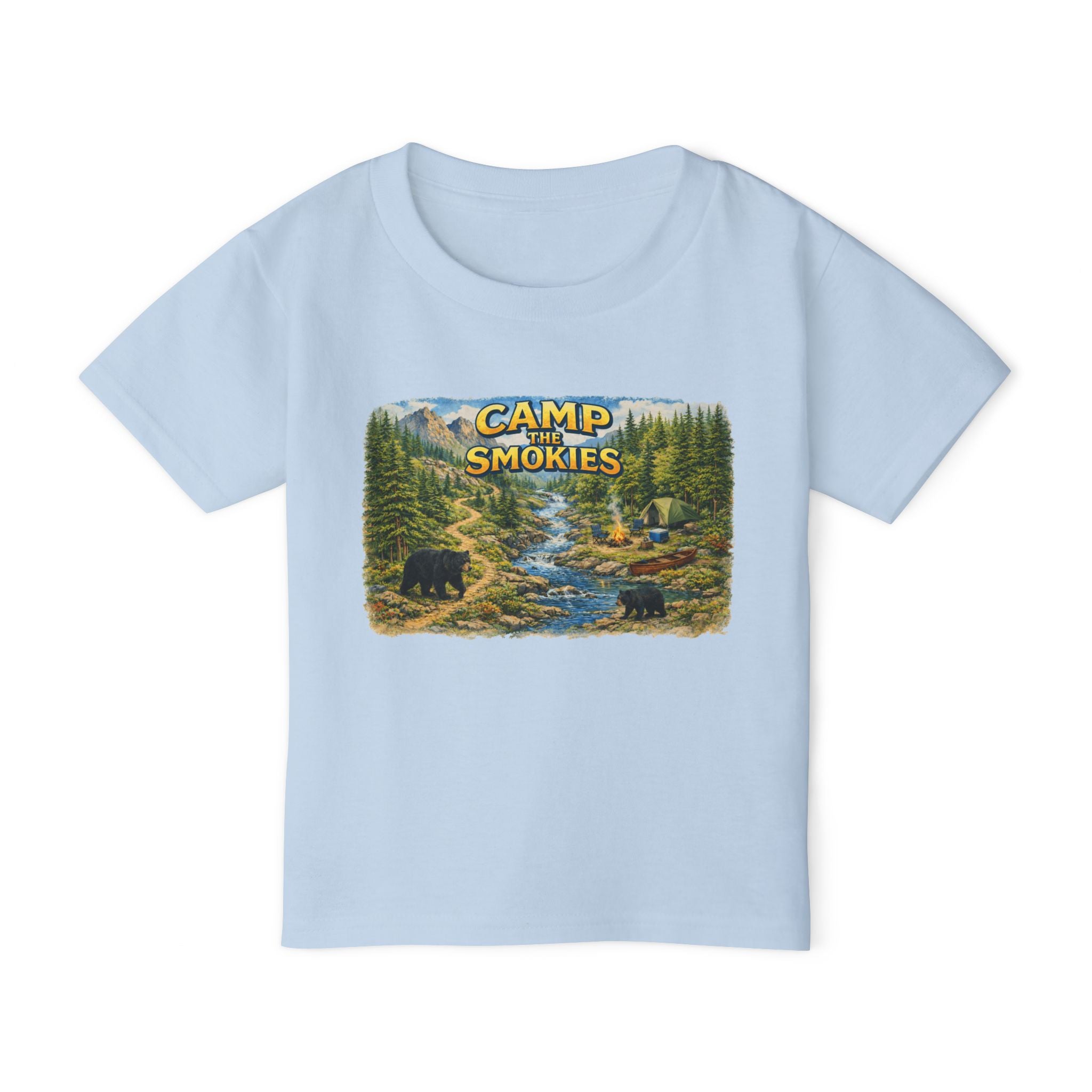 Toddler T-Shirt — "Camp The Smokies" Scenic Bear Camping Shirt