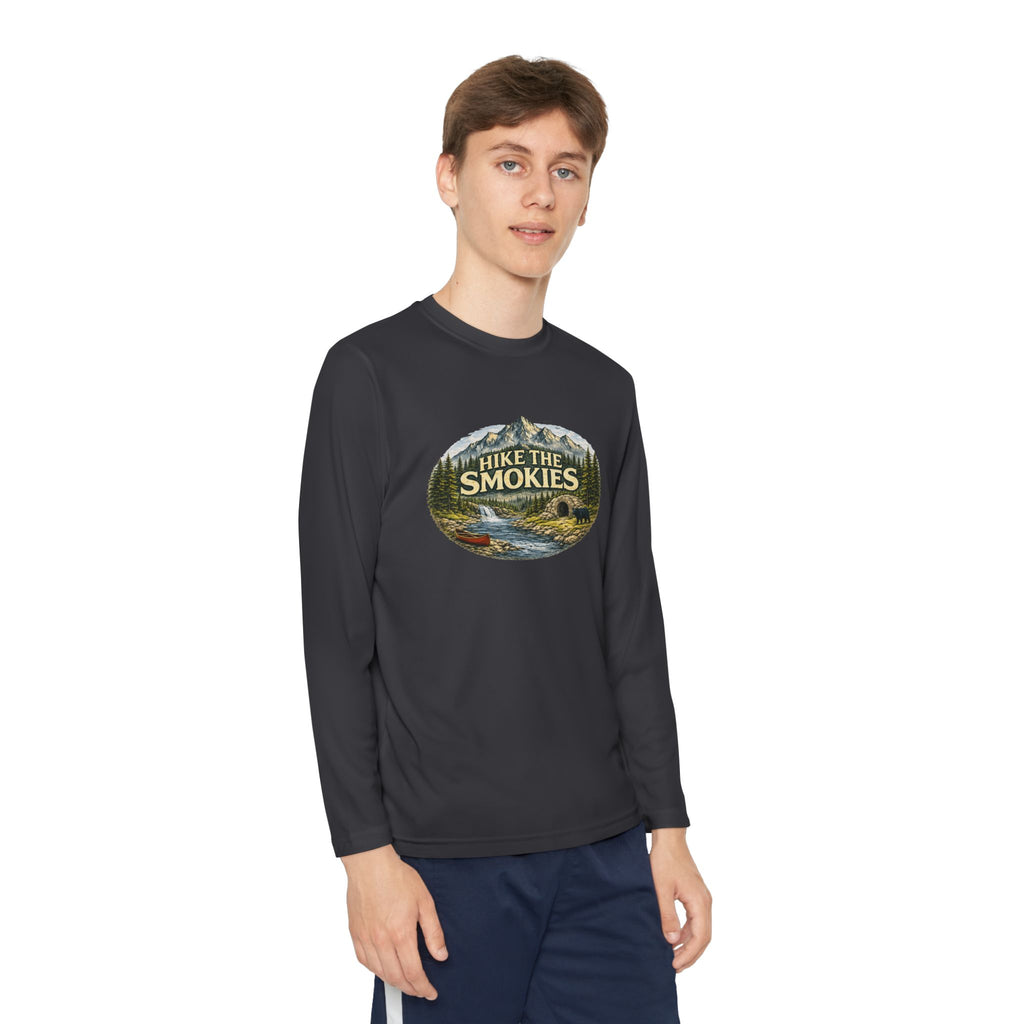 Youth Long Sleeve Tee — "Hike the Smokies" Nature Graphic