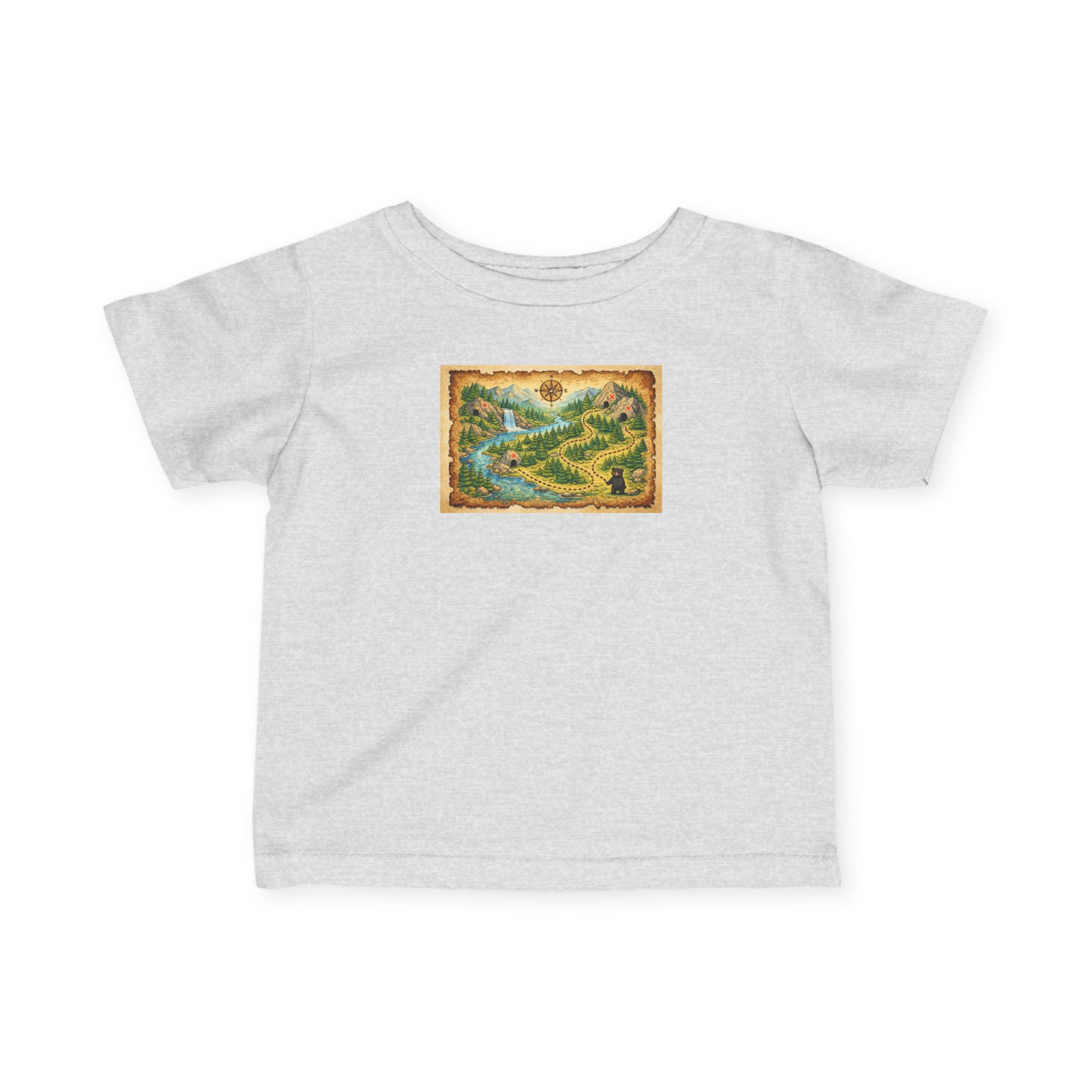 Infant Tee with Vintage Treasure Map Print — Cute Explorer Baby Shirt