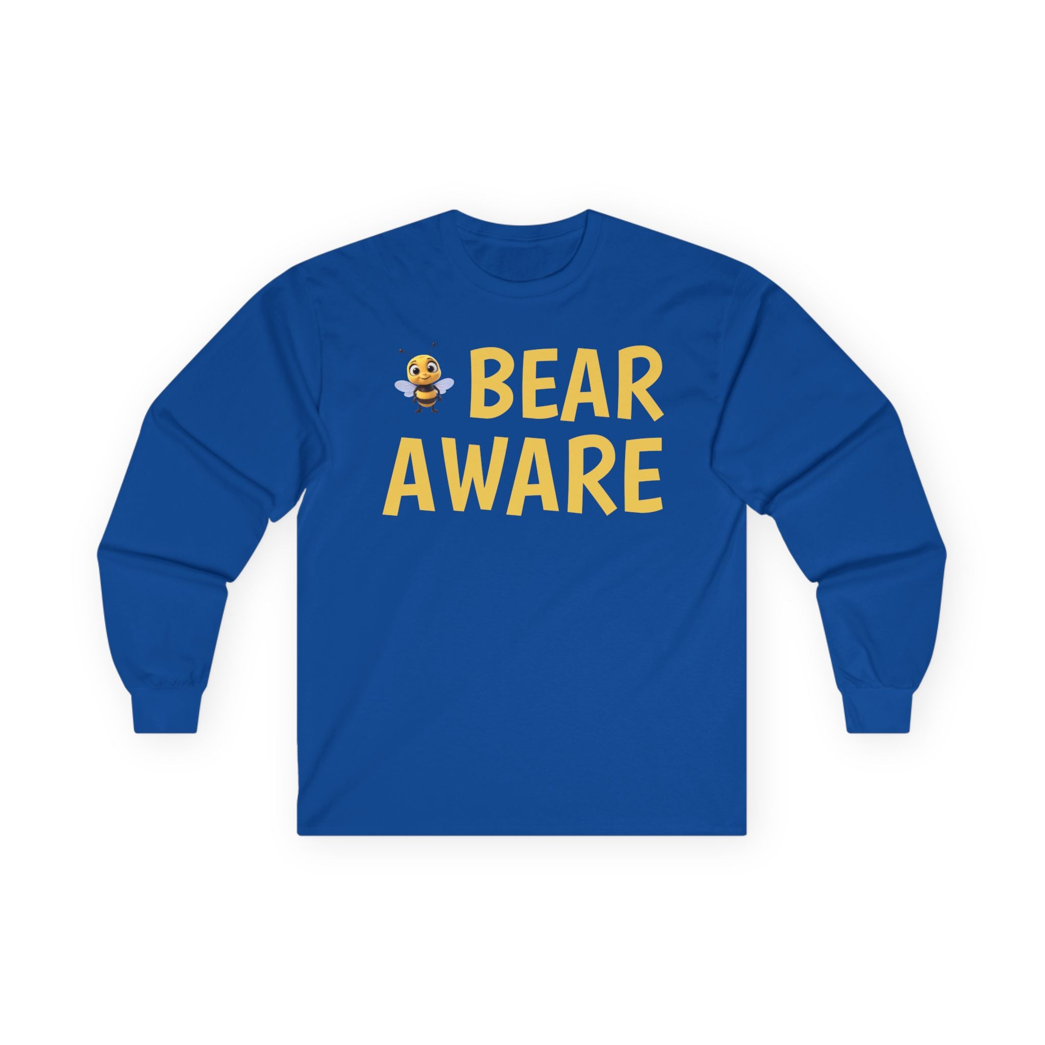 Bear Aware Long Sleeve Tee — Cute Yellow Bear Graphic Shirt