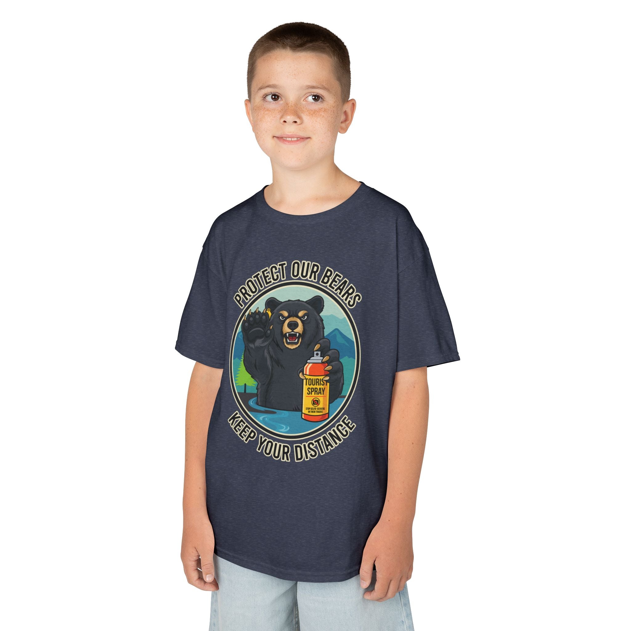 Kids T‑Shirt — "Protect Our Bears, Keep Your Distance" Cute Bear Conservation Tee