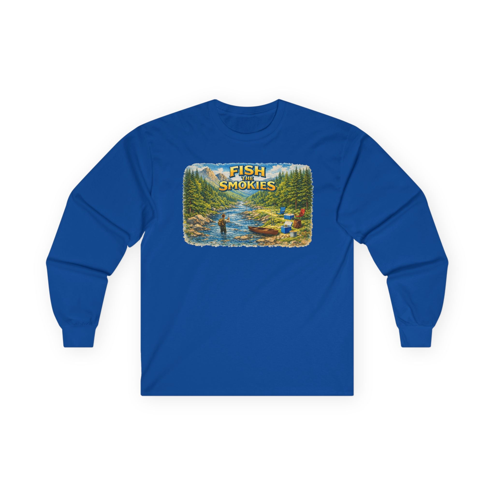 Fish the Smokies Long Sleeve Unisex Tee — Scenic Mountain Fly Fishing Shirt
