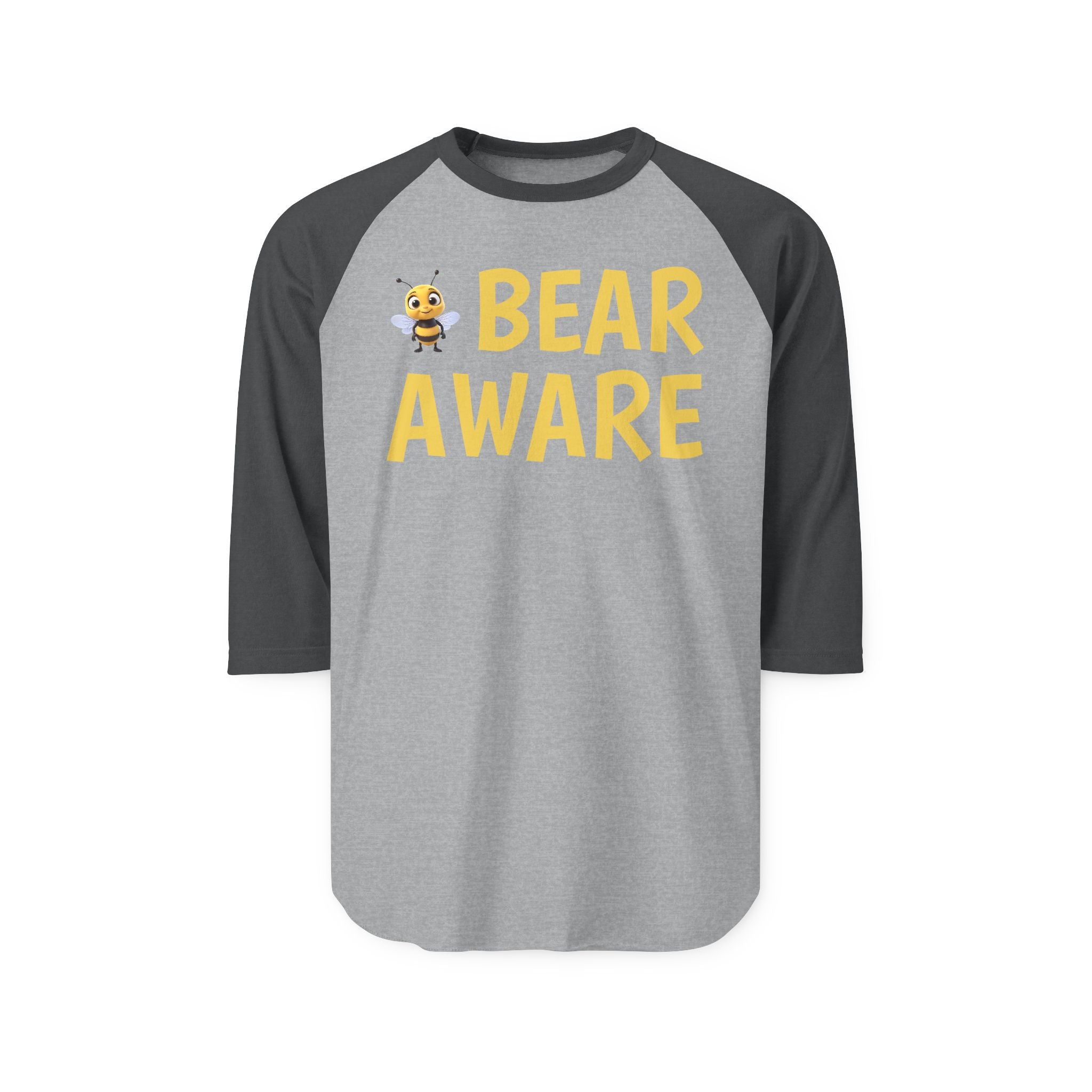 Bear Aware Raglan Shirt — Cute Bee Graphic 3/4 Sleeve Tee