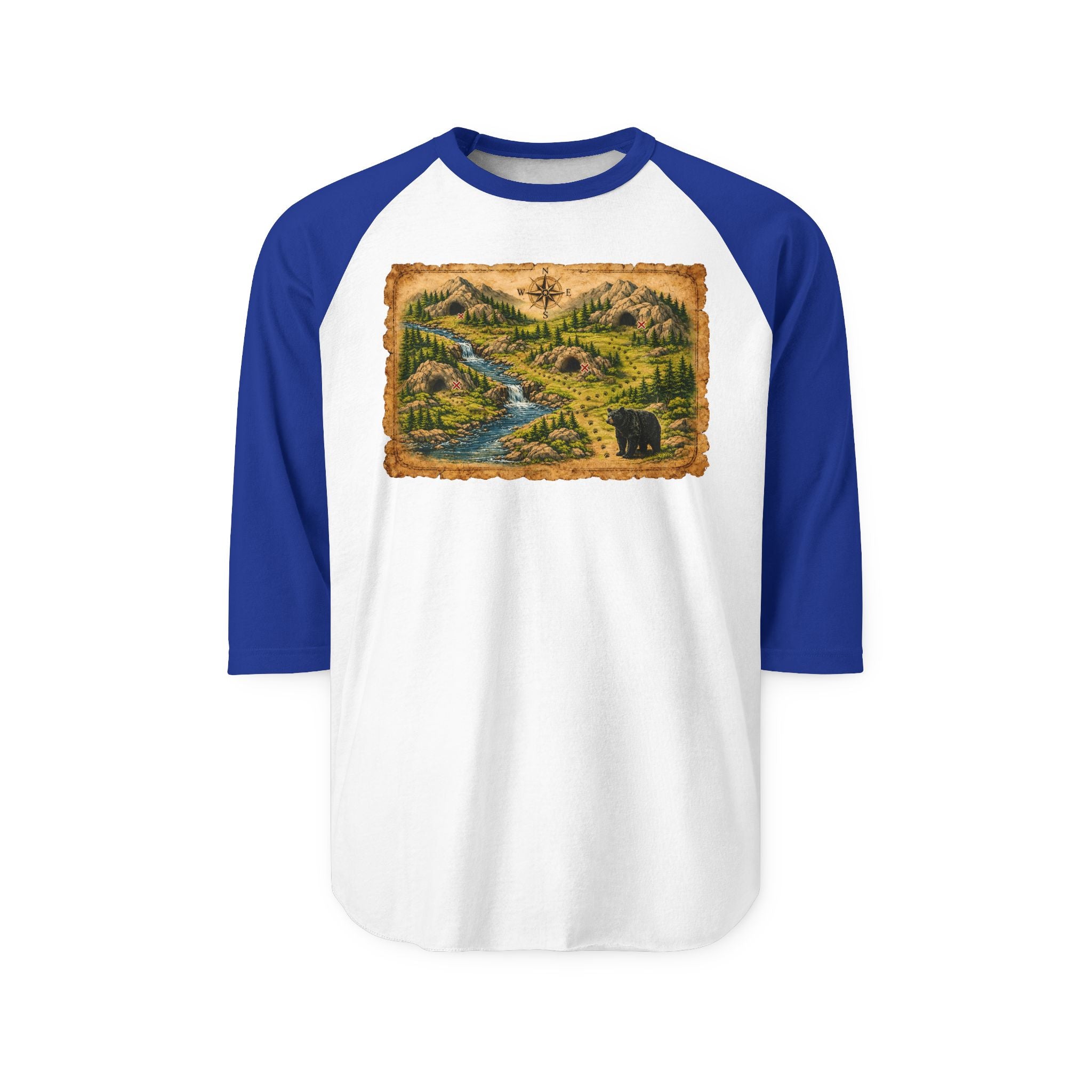Bear Cave Treasure Map - Unisex Raglan Shirt