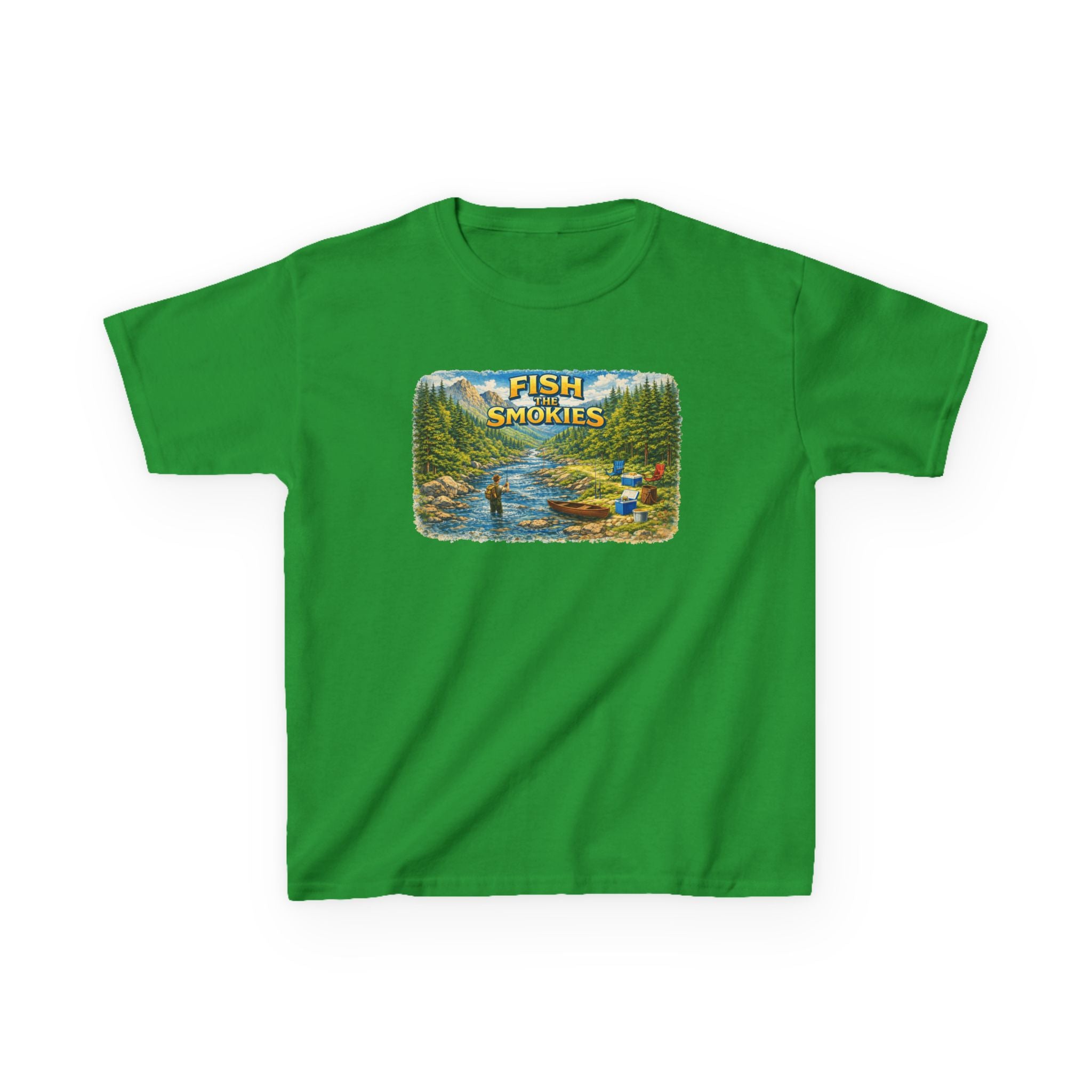 Kids T-Shirt - 'Fish The Smokies' River Fishing Graphic Tee for Outdoorsy Kids