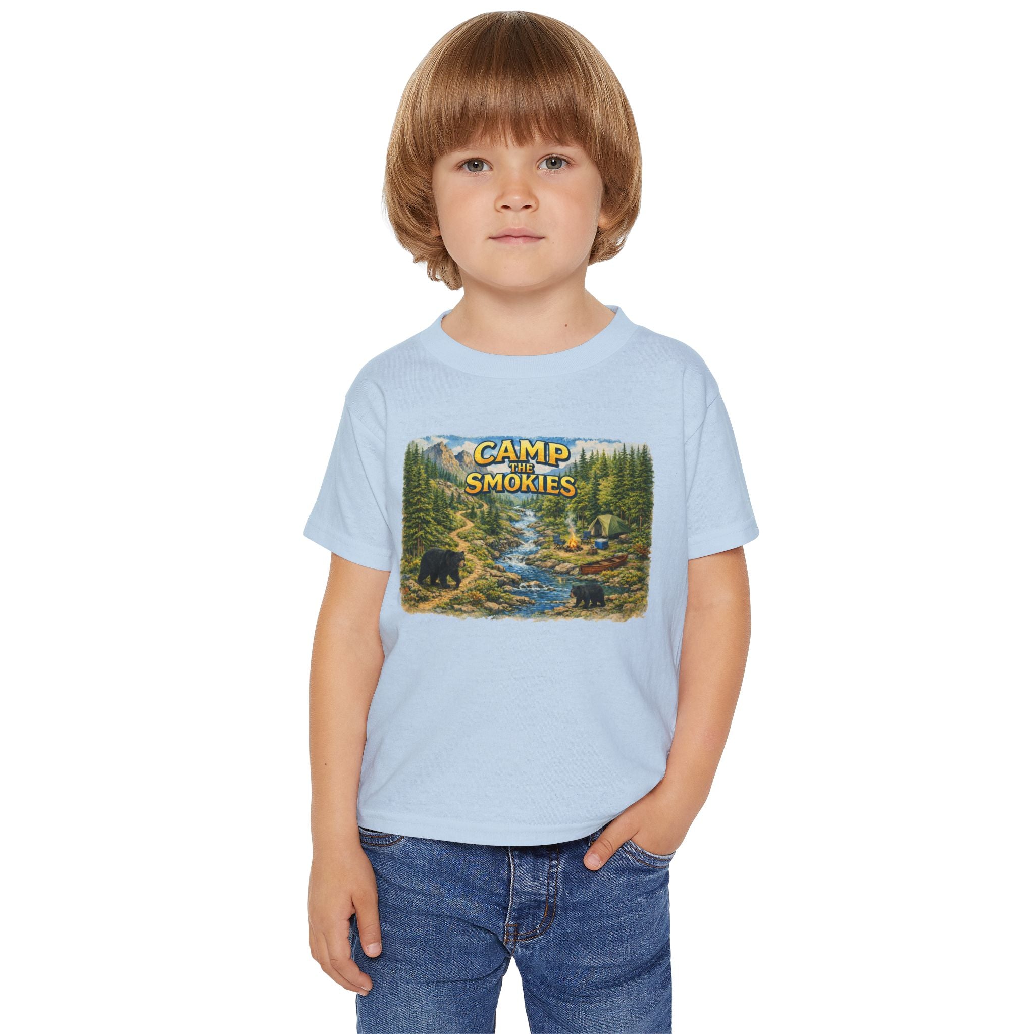 Toddler T-Shirt — "Camp The Smokies" Scenic Bear Camping Shirt