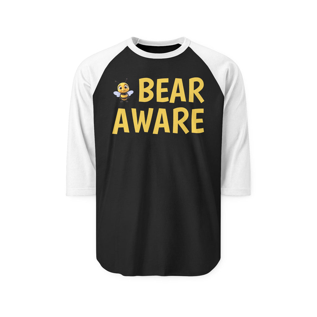 Bear Aware Raglan Shirt — Cute Bee Graphic 3/4 Sleeve Tee