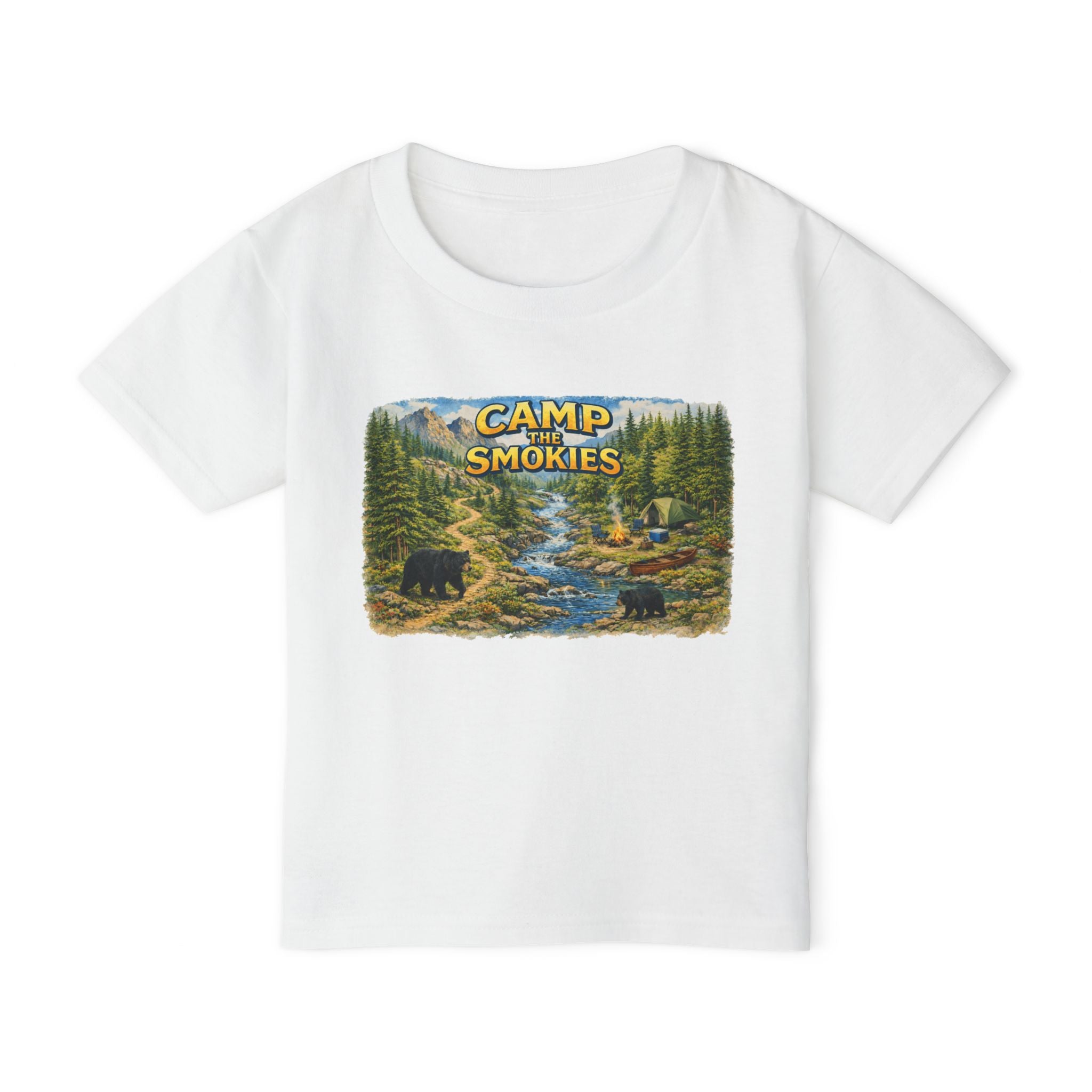 Toddler T-Shirt — "Camp The Smokies" Scenic Bear Camping Shirt