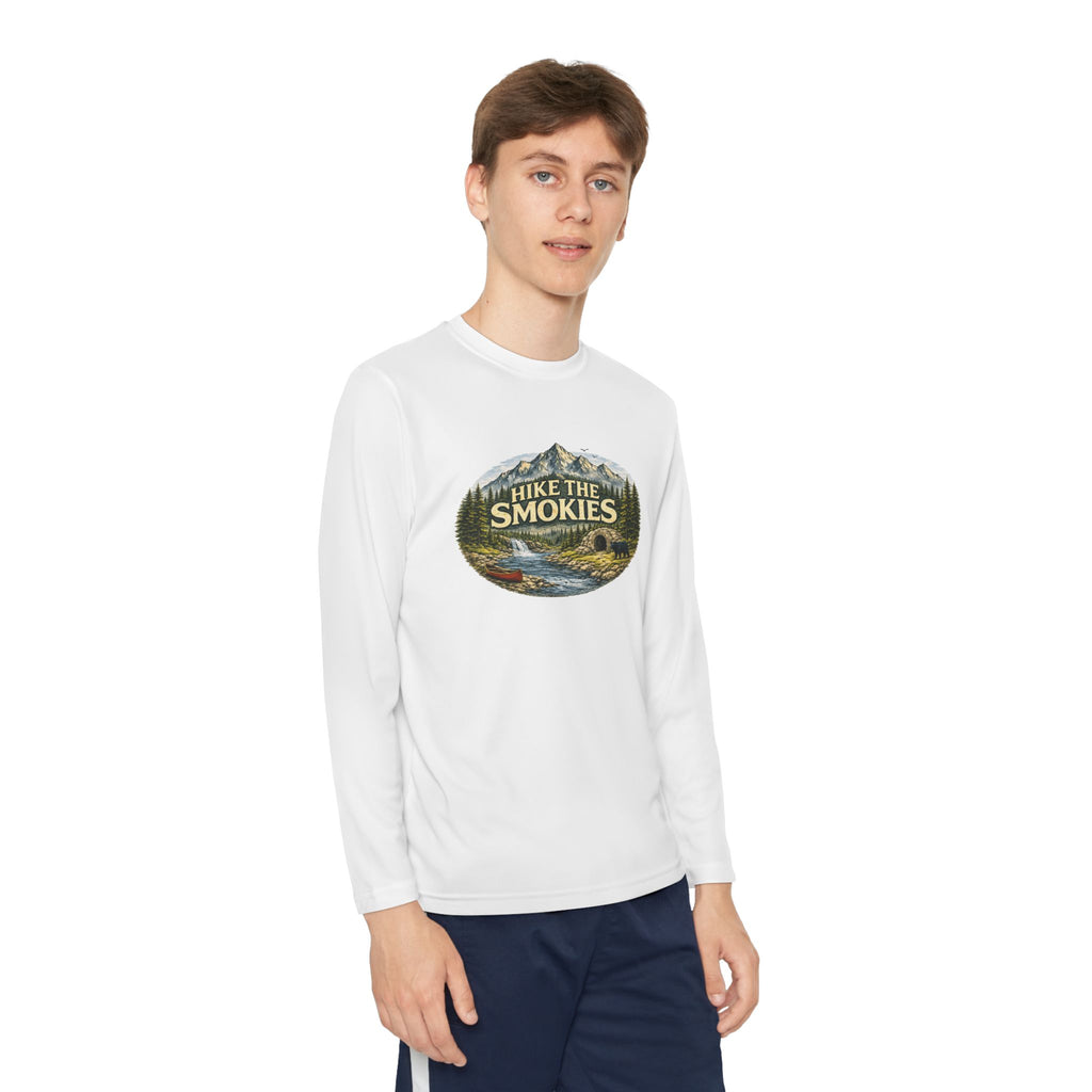 Youth Long Sleeve Tee — "Hike the Smokies" Nature Graphic