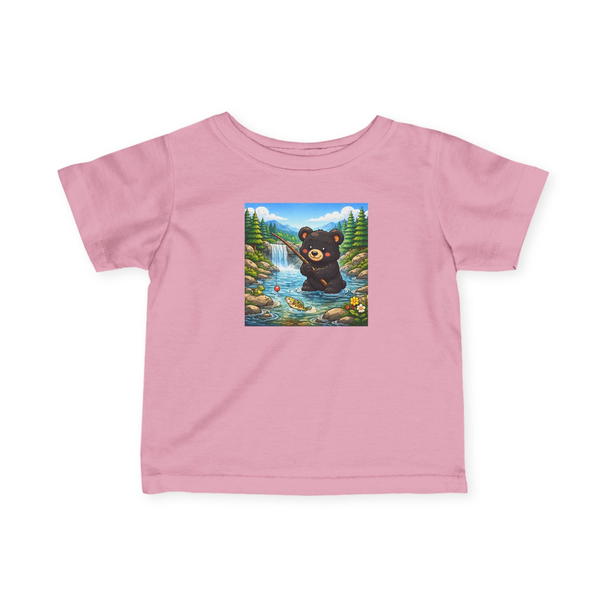 Infant Tee — Playful Bear Fishing Scene Baby T-Shirt