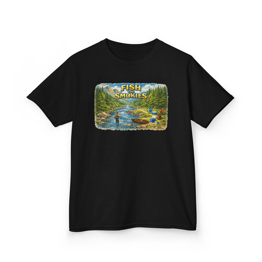 Kids T-Shirt - 'Fish The Smokies' River Fishing Graphic Tee for Outdoorsy Kids