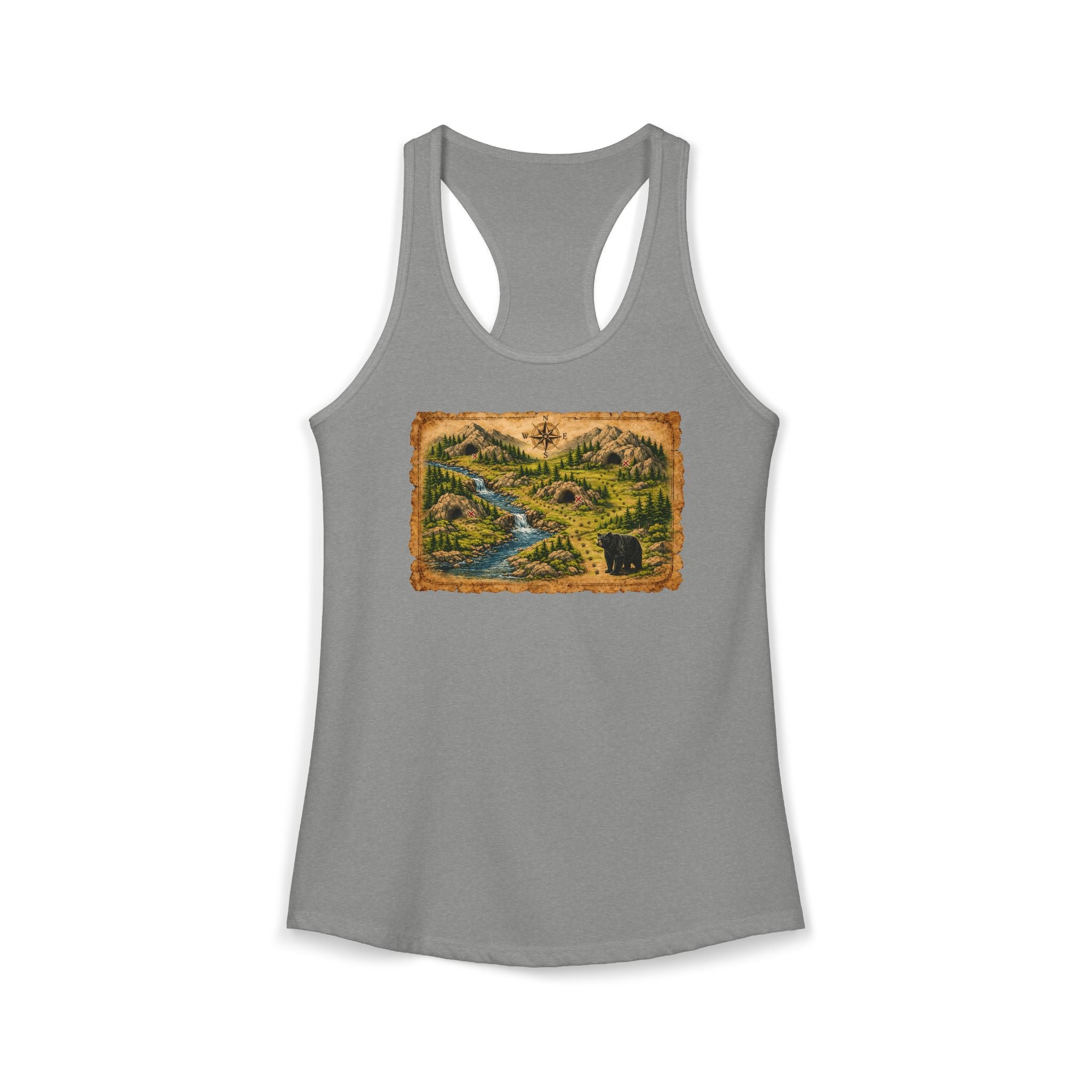 Women's Bear Cave Treasure Map Racerback Tank