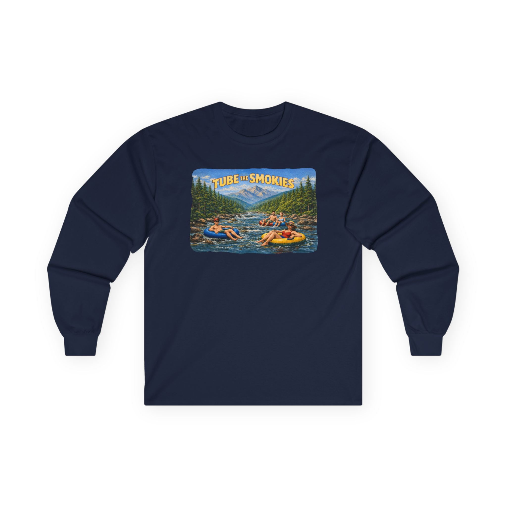 Smokies River Tubing Long Sleeve Tee – Vintage Outdoor Adventure Design