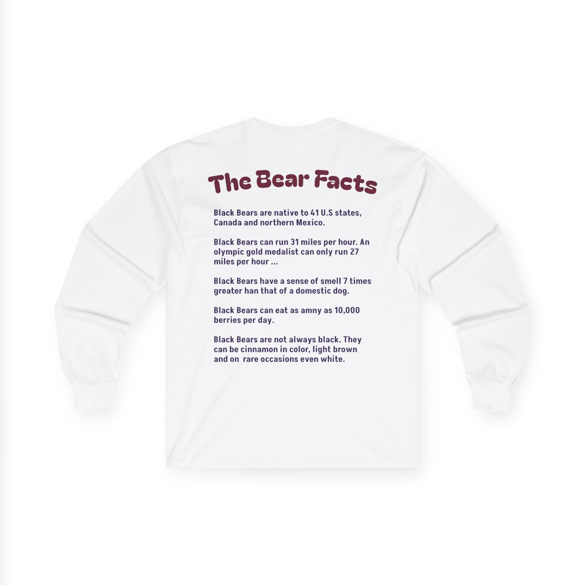 Smoky Mountain Black Bear Facts - Unisex Long Sleeve Tee
