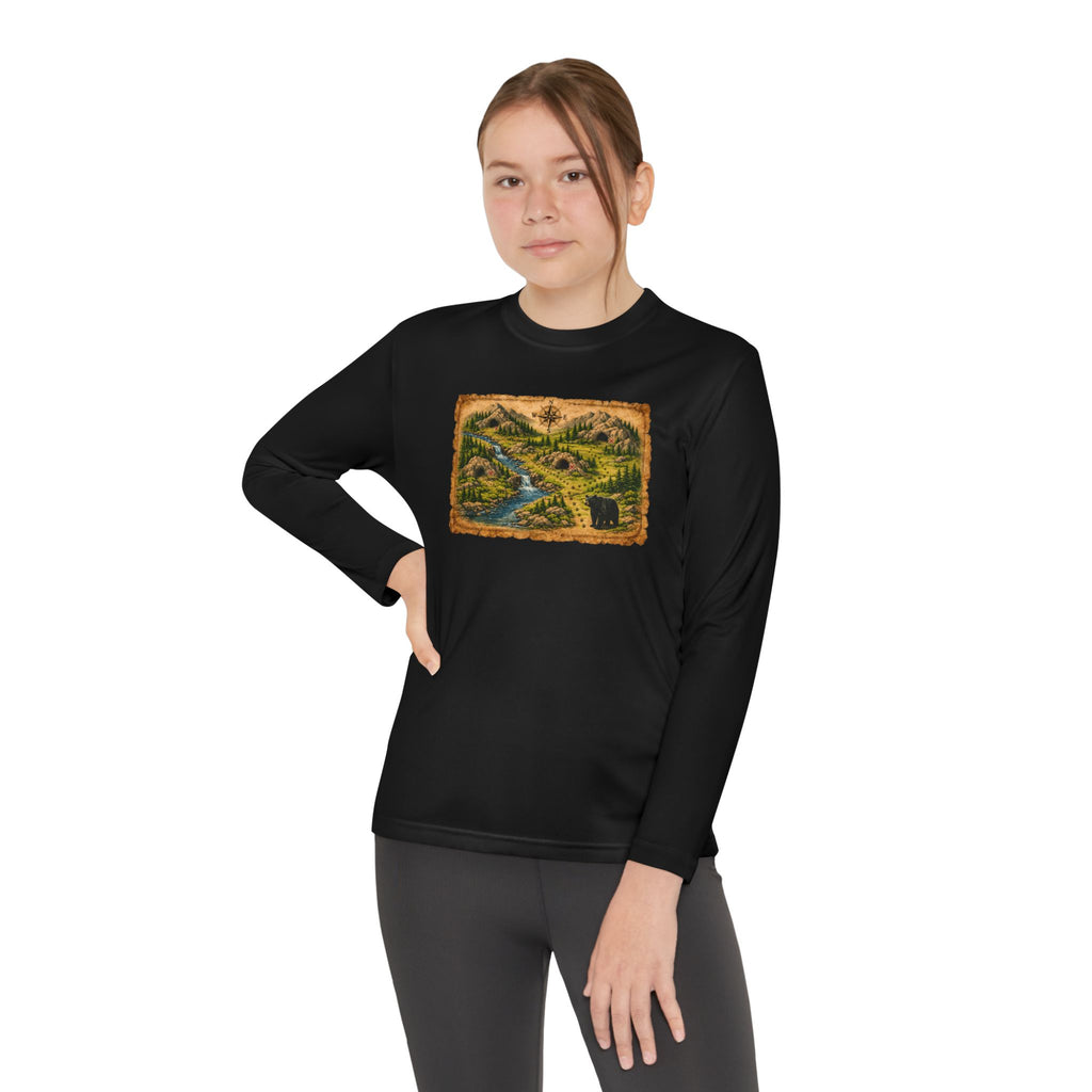 Youth Long Sleeve Tee — Bear Cave Treasure Map