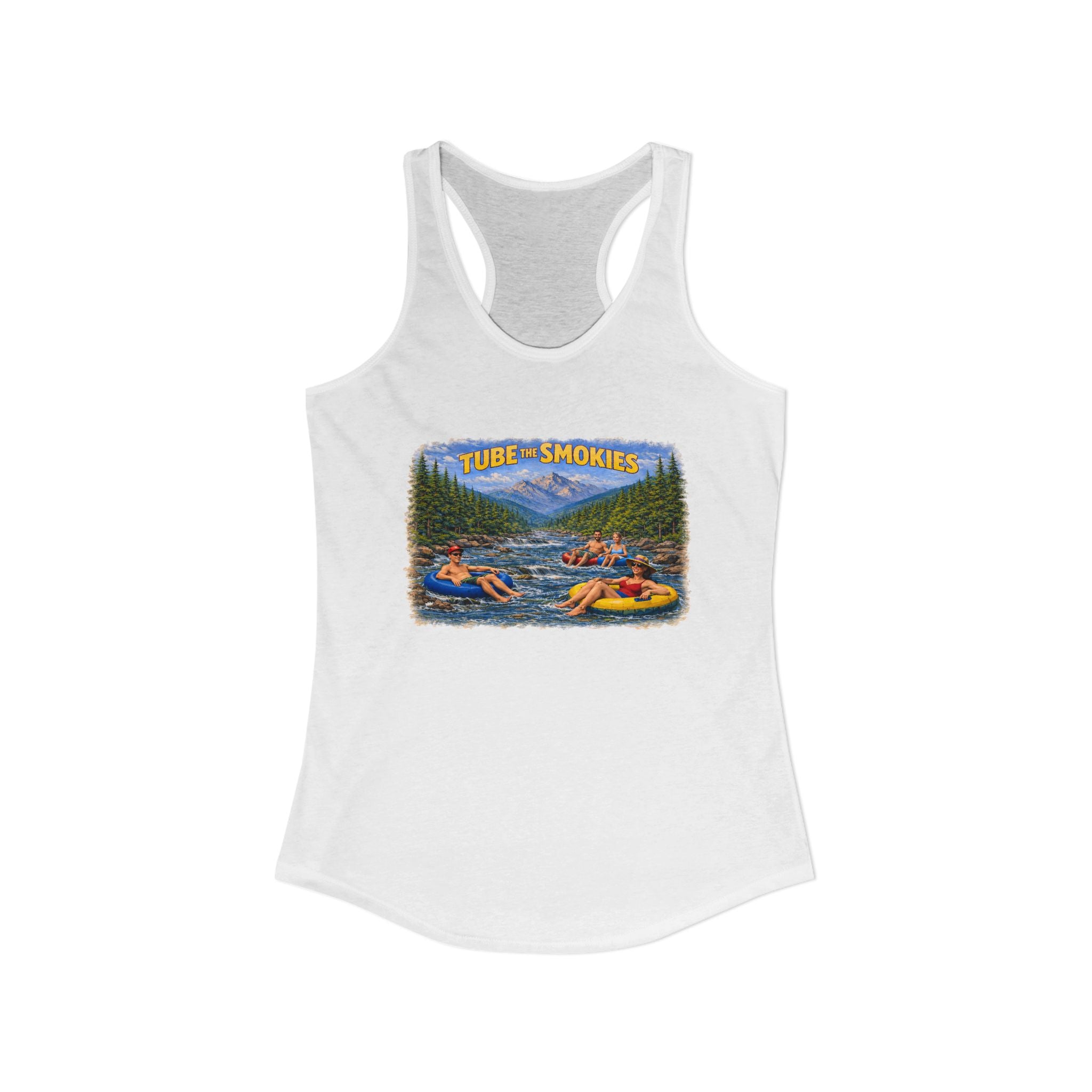 Smoky Mountains Tubing River Scene Women's Racerback Tank