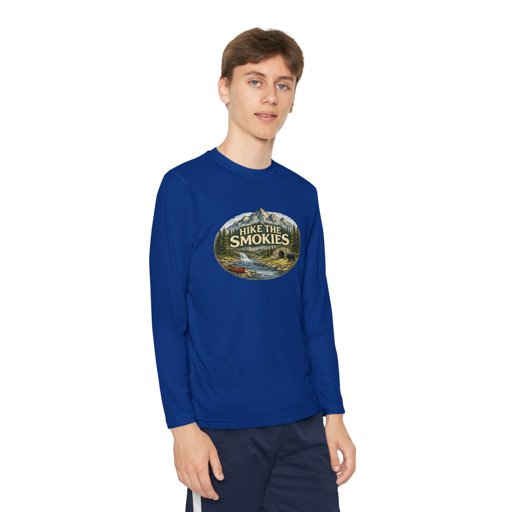Youth Long Sleeve Tee — "Hike the Smokies" Nature Graphic