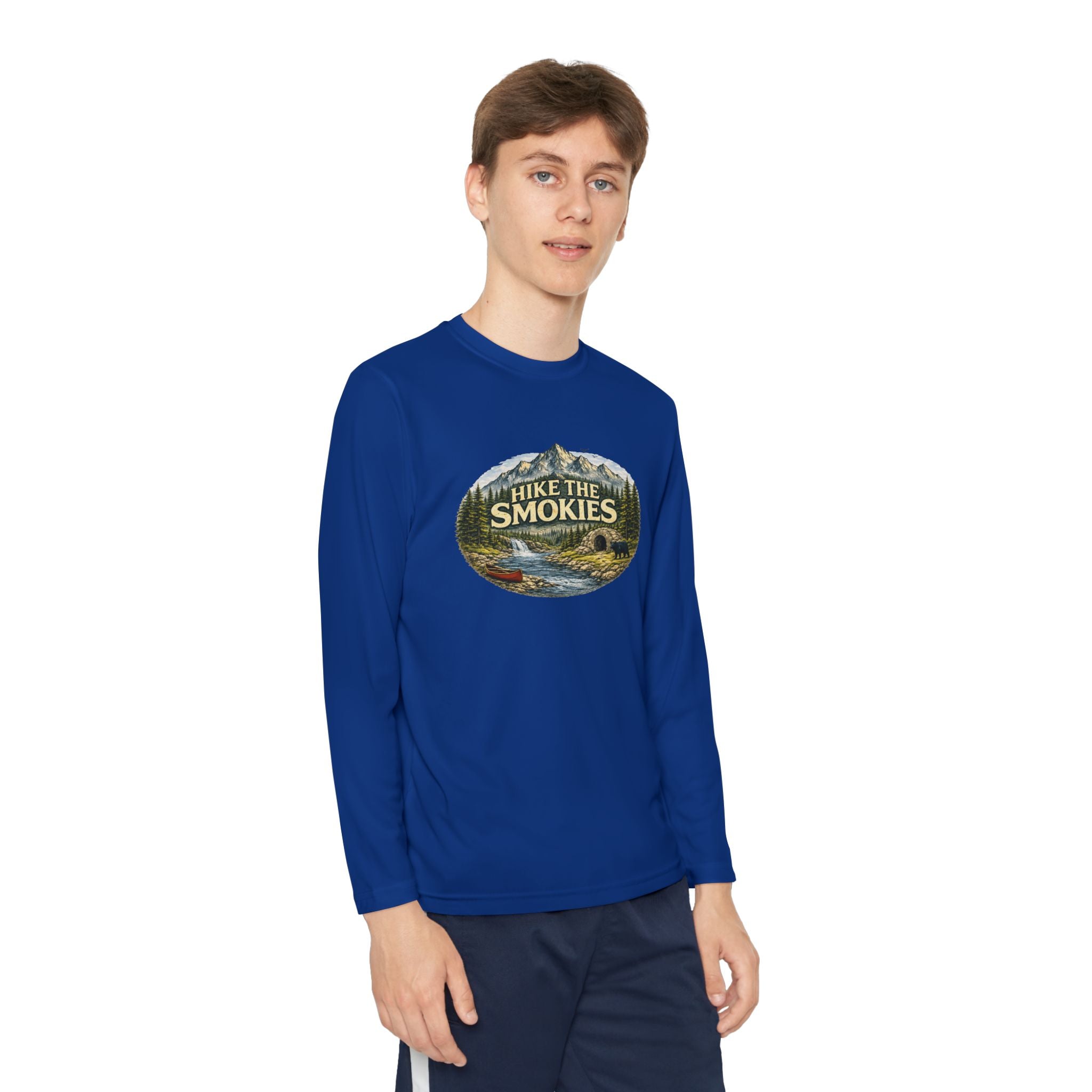 Youth Long Sleeve Tee — "Hike the Smokies" Nature Graphic