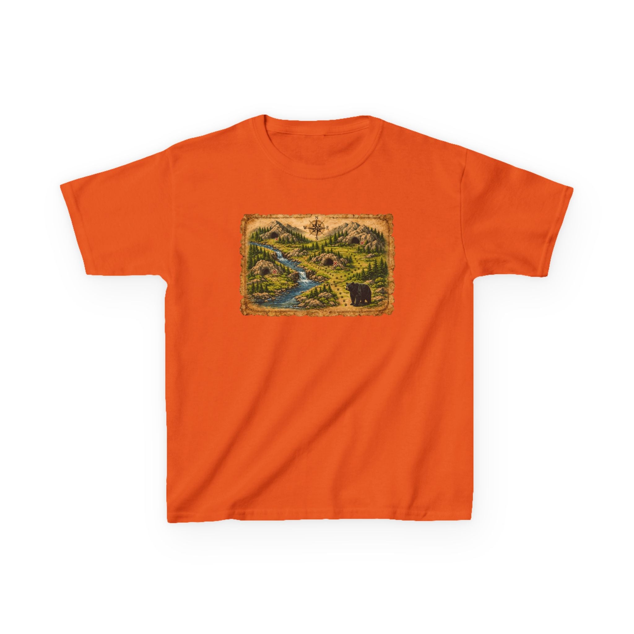 Kids Tee — Bear Cave Treasure Map "Which Cave Has the Bear?"