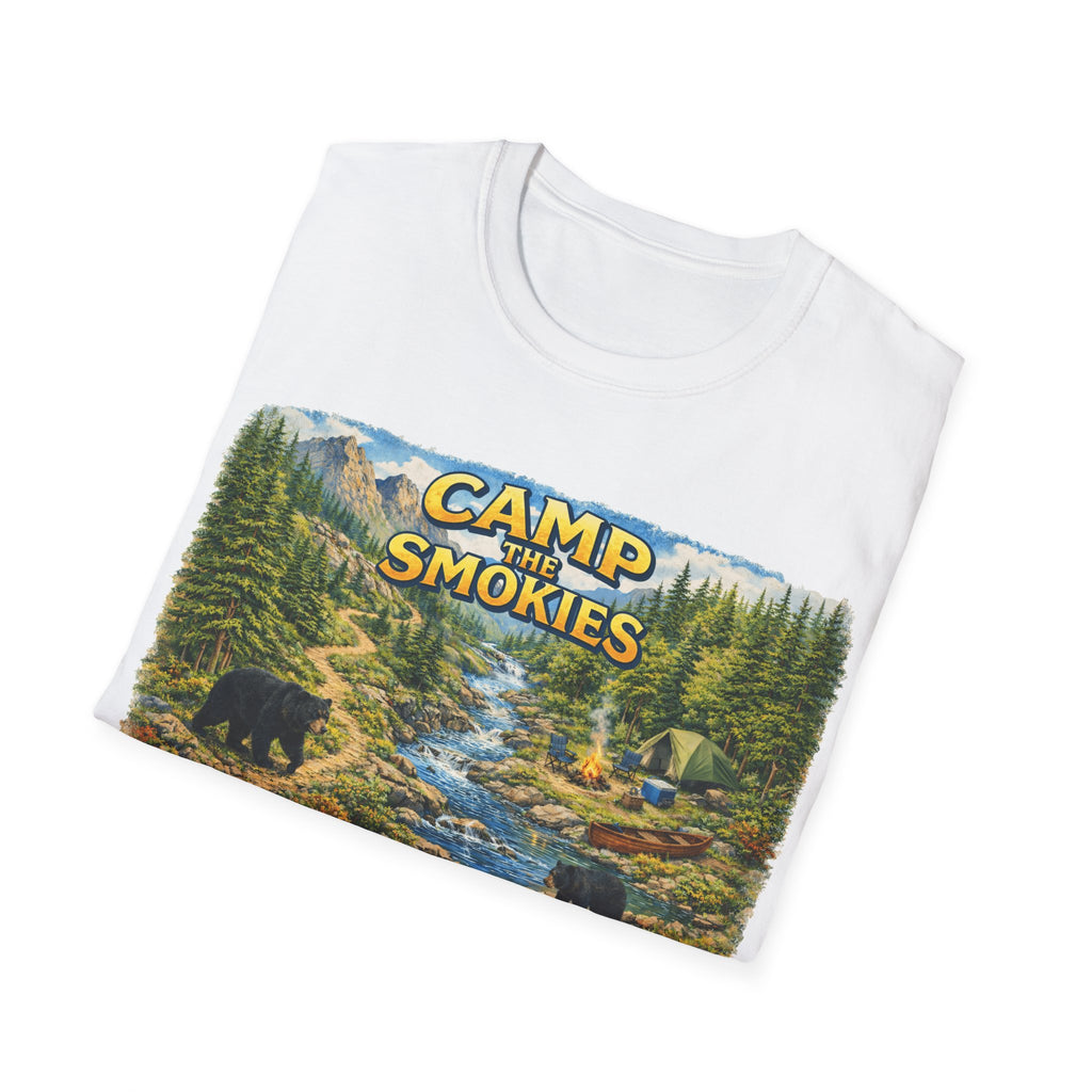 Camp the Smokies Unisex T-Shirt – Rustic Mountain Camping Graphic Tee