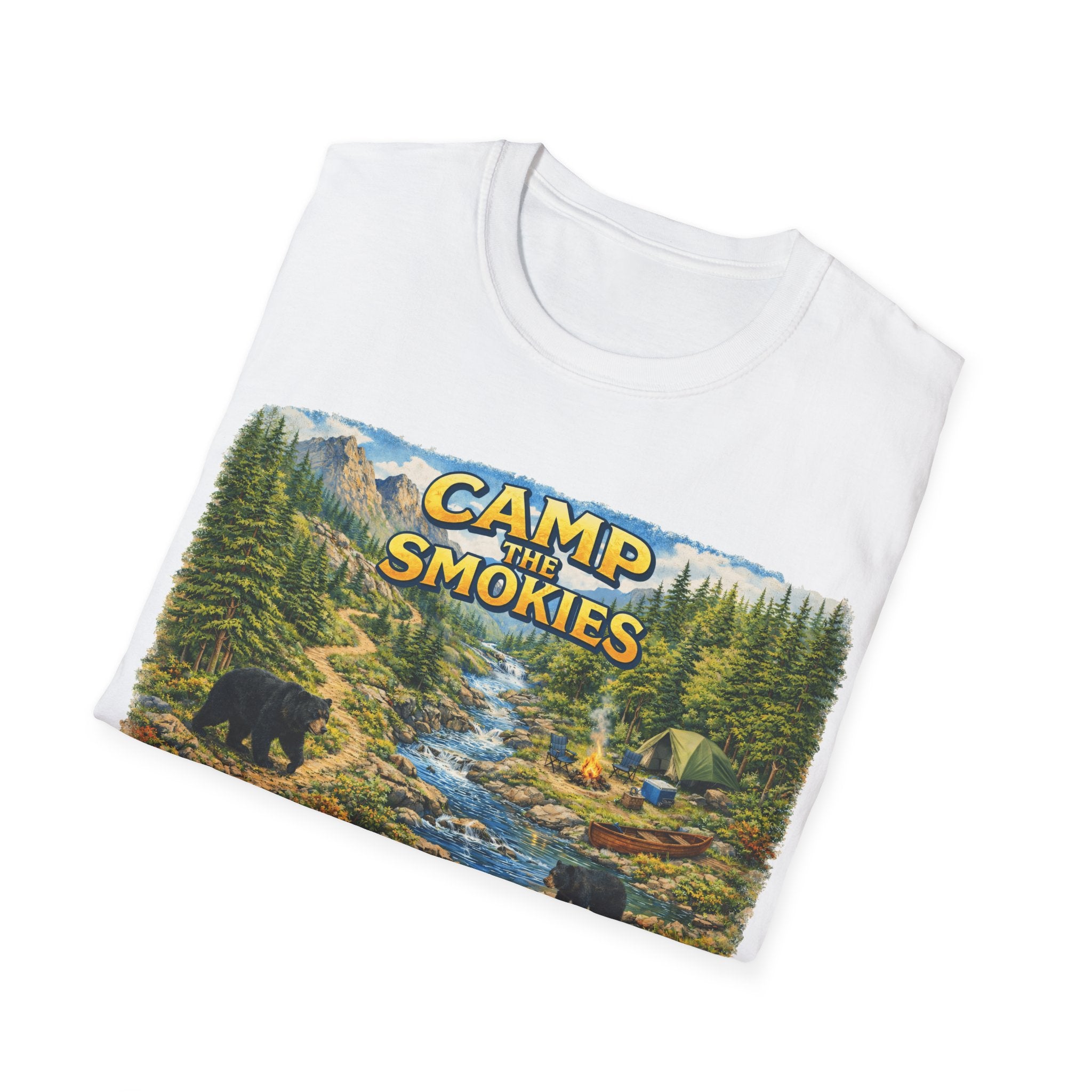Camp the Smokies Unisex T-Shirt – Rustic Mountain Camping Graphic Tee