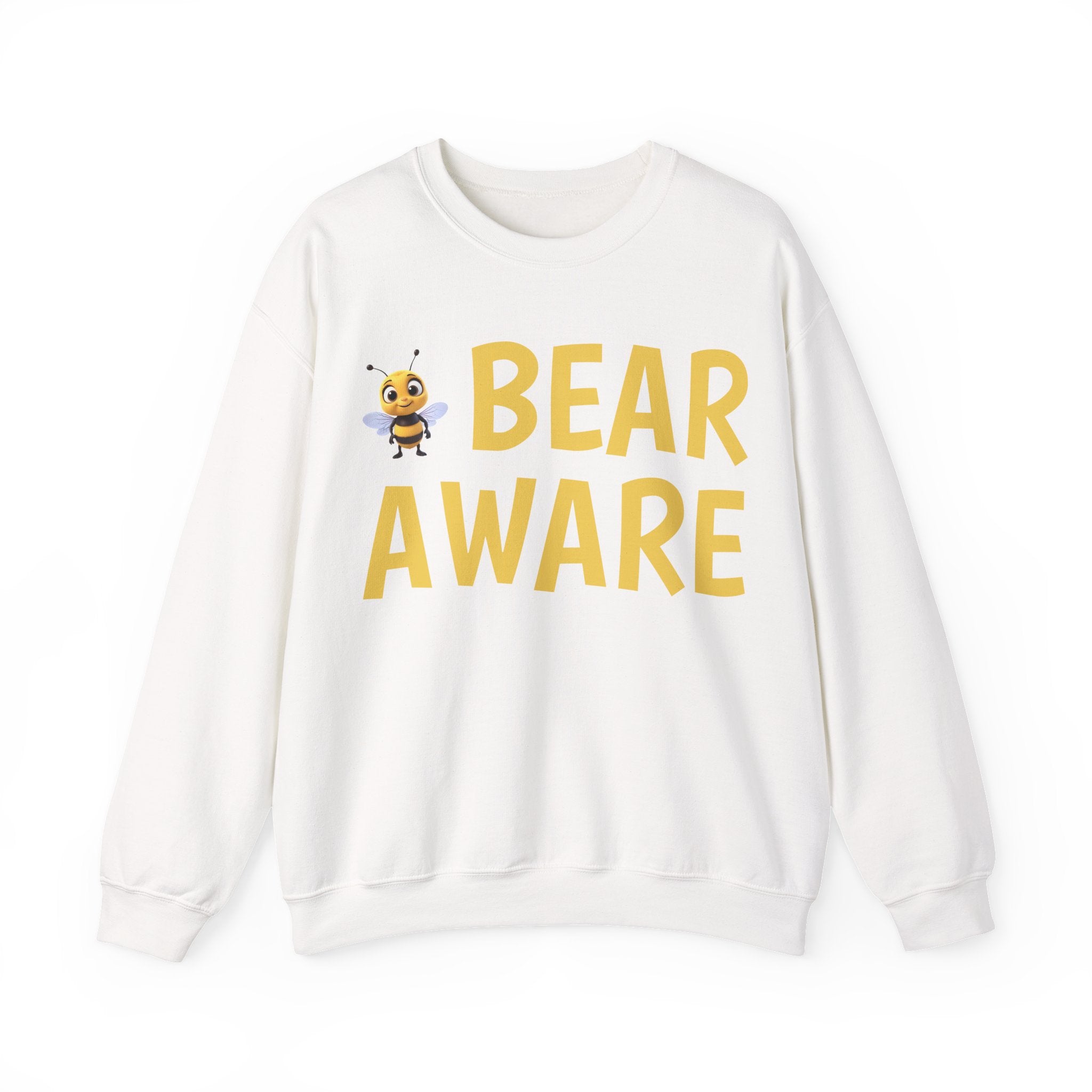 Bear Aware  Unisex Crewneck Sweatshirt — Cute Bee Graphic, Nature & Camping Safety Shirt