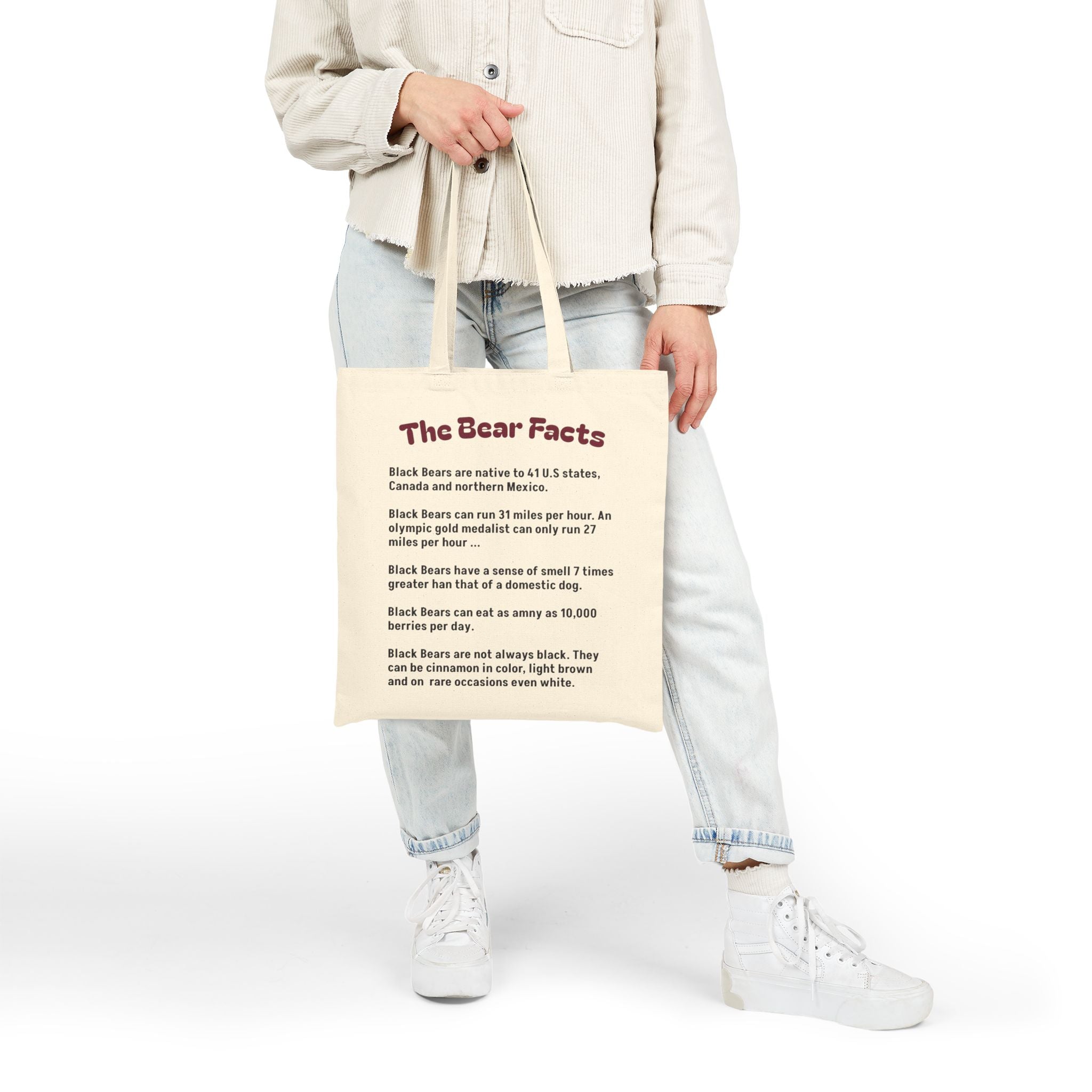 Tote Bag — "The Bear Facts" Educational Canvas Tote (Wildlife Facts, Nature Lover Gift)