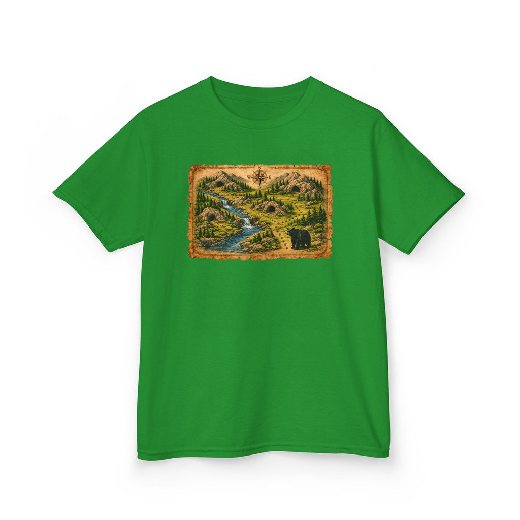 Kids Tee — Bear Cave Treasure Map "Which Cave Has the Bear?"
