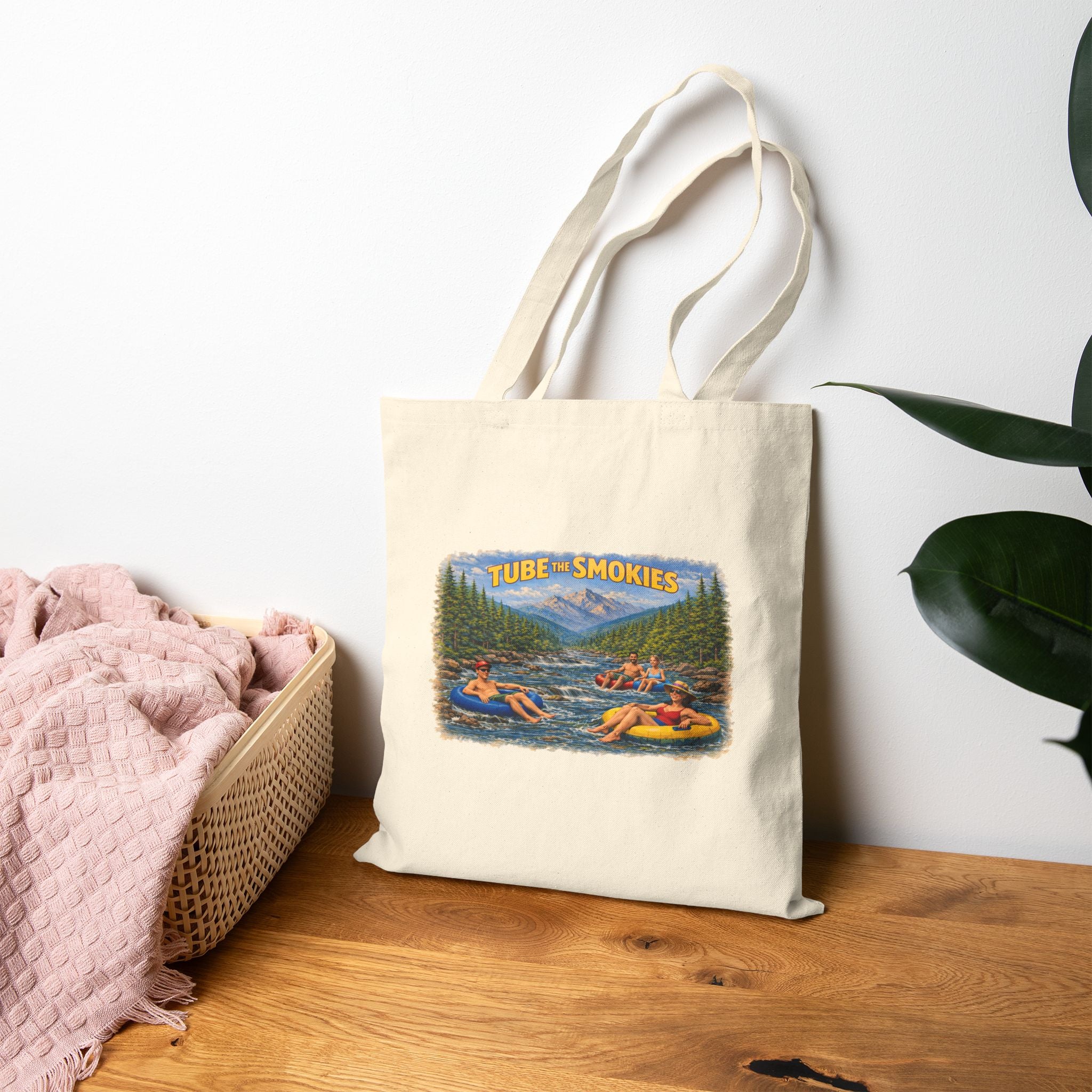Tube the Smokies Tote Bag – River Tubing Cotton Canvas Tote