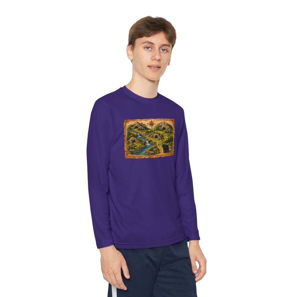 Youth Long Sleeve Tee — Bear Cave Treasure Map