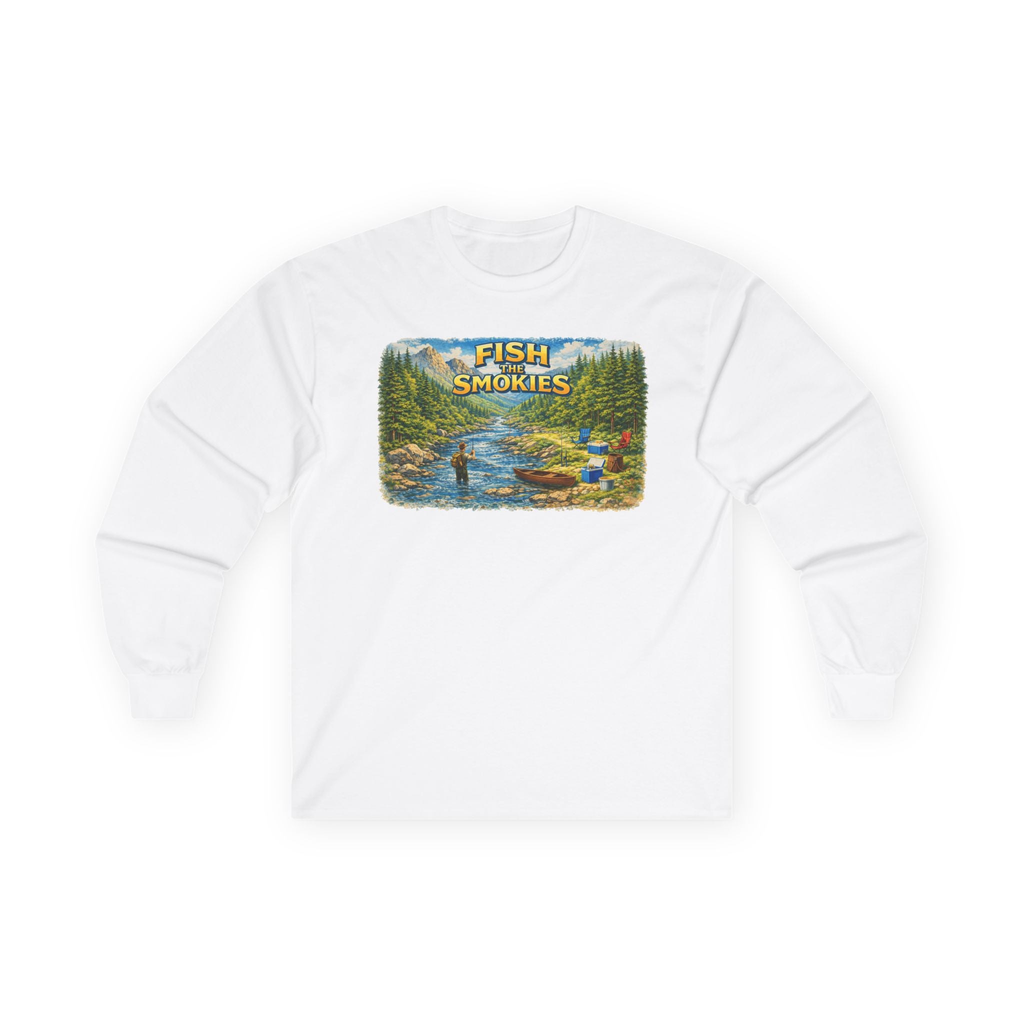 Fish the Smokies Long Sleeve Unisex Tee — Scenic Mountain Fly Fishing Shirt