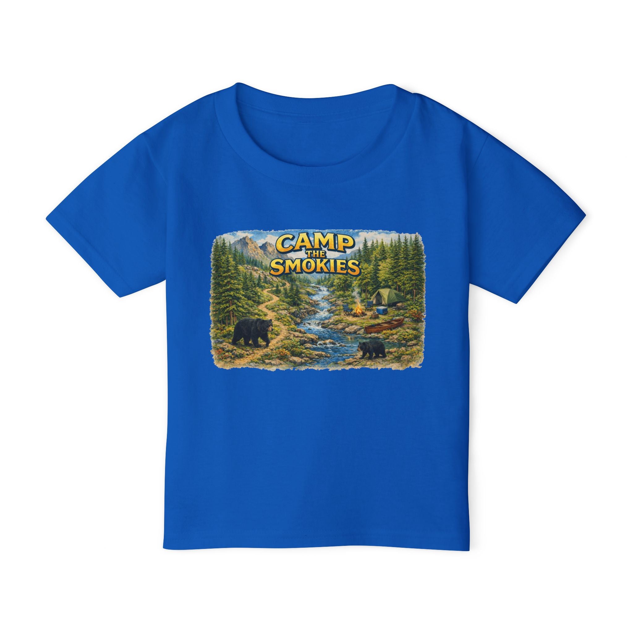Toddler T-Shirt — "Camp The Smokies" Scenic Bear Camping Shirt