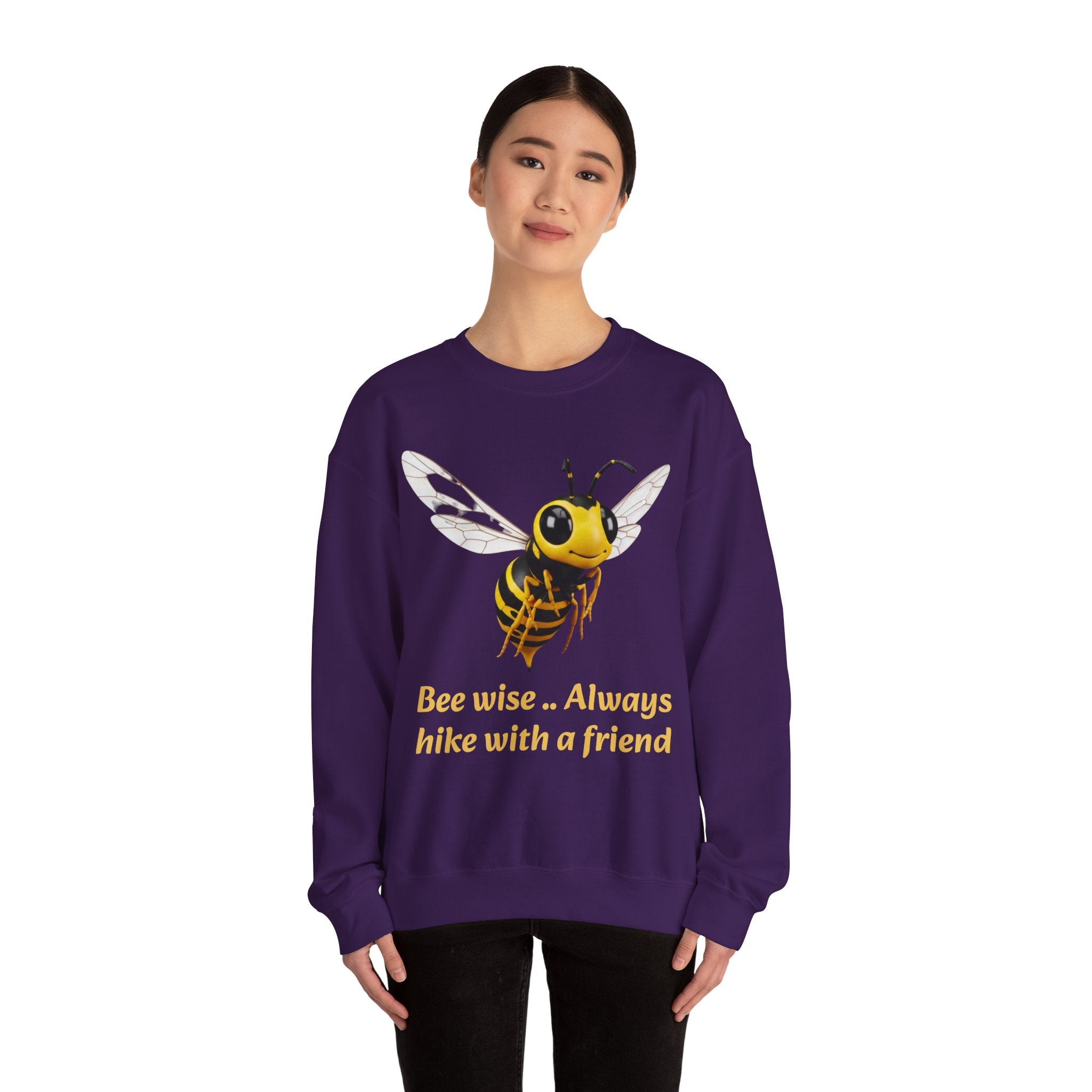Bee Wise Crewneck Sweatshirt — Bee Illustration "Bee wise .. Always hike with a friend"