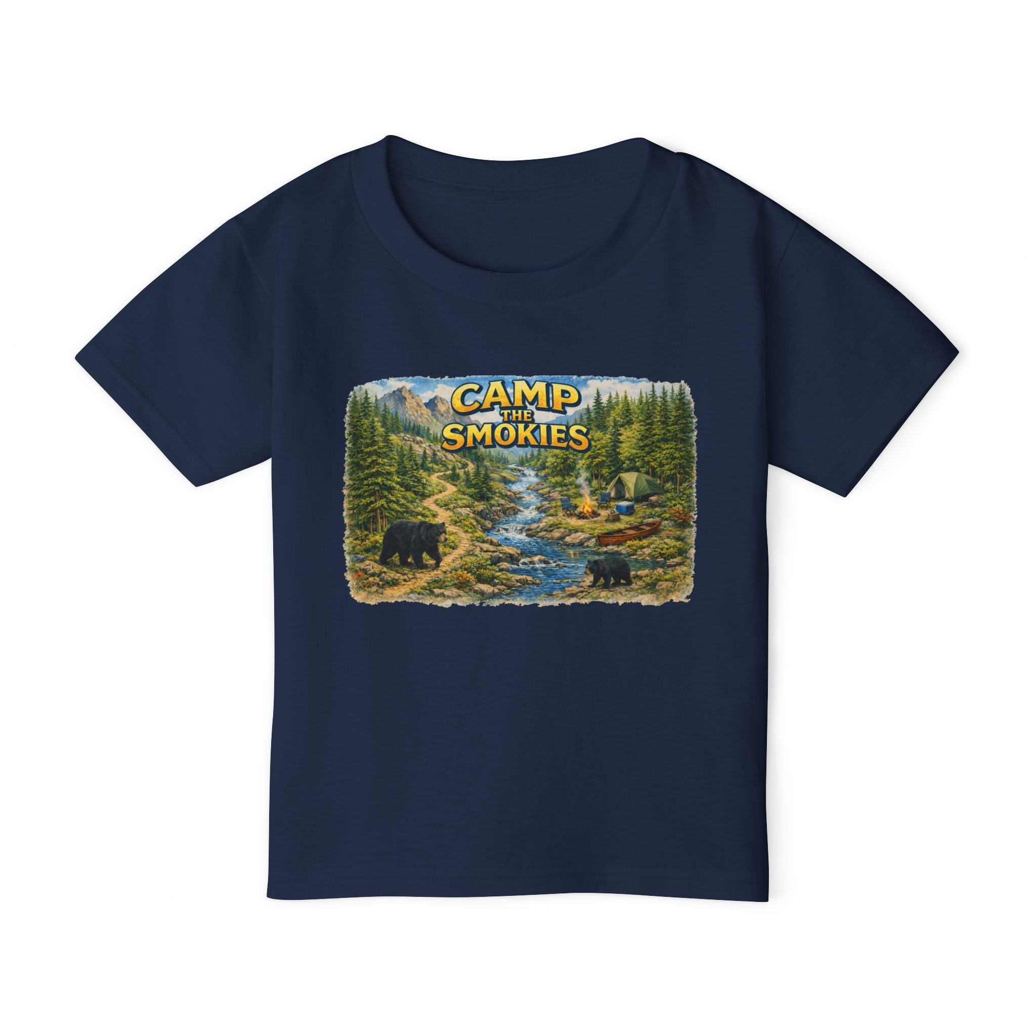 Toddler T-Shirt — "Camp The Smokies" Scenic Bear Camping Shirt