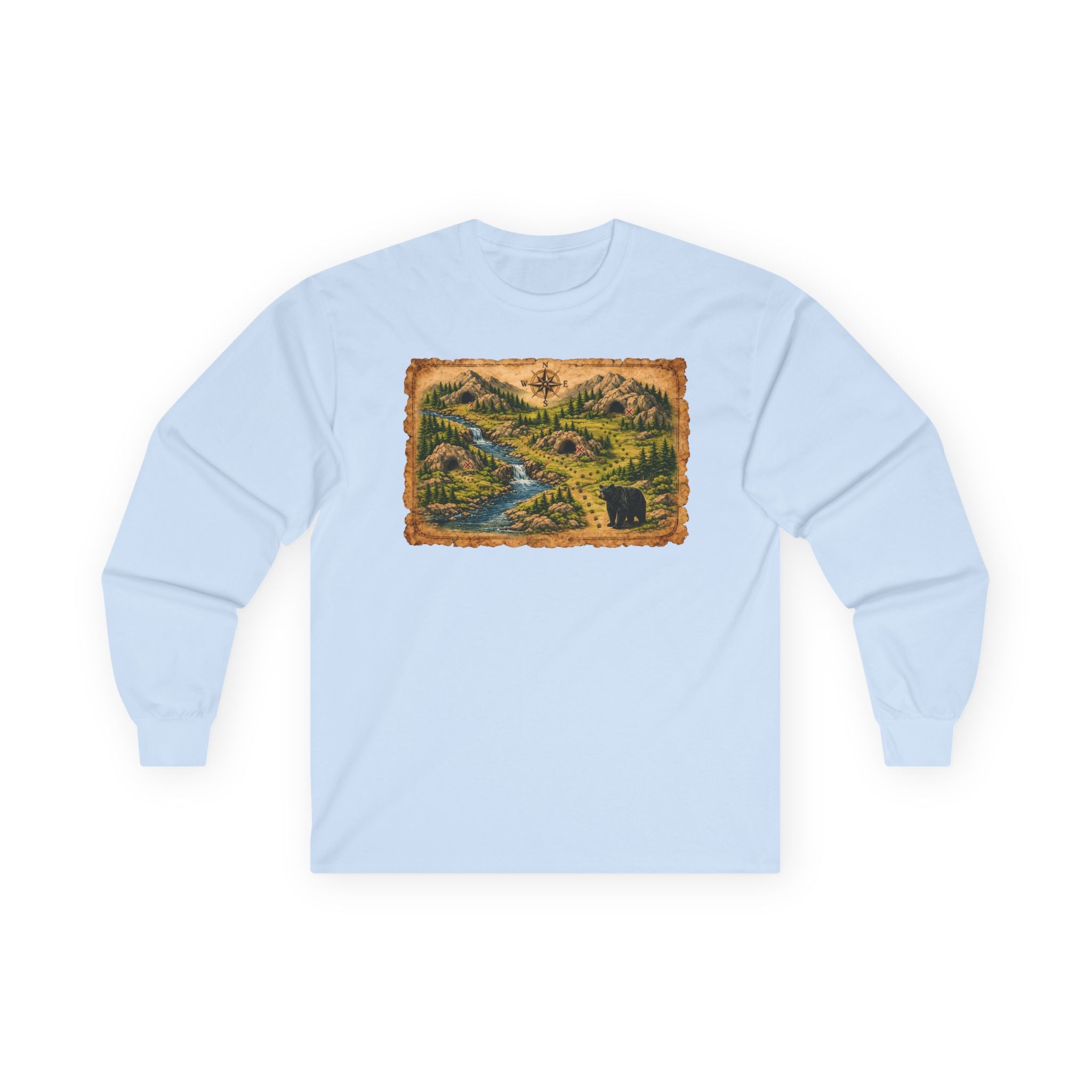 Bear Cave Treasure Map  Long Sleeve Unisex Tee