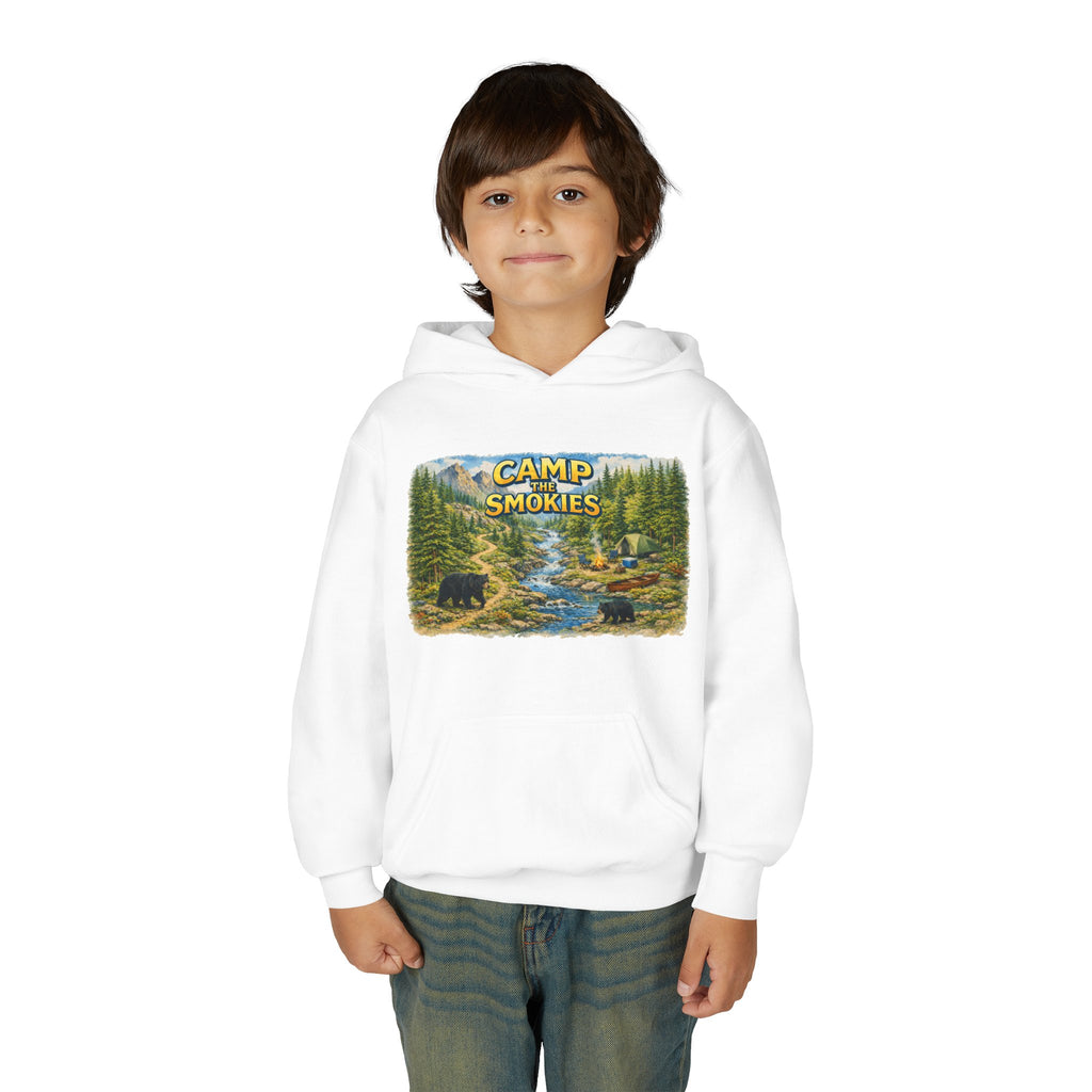 Camp Smokies Youth Hoodie — Outdoor Camping Graphic Sweatshirt