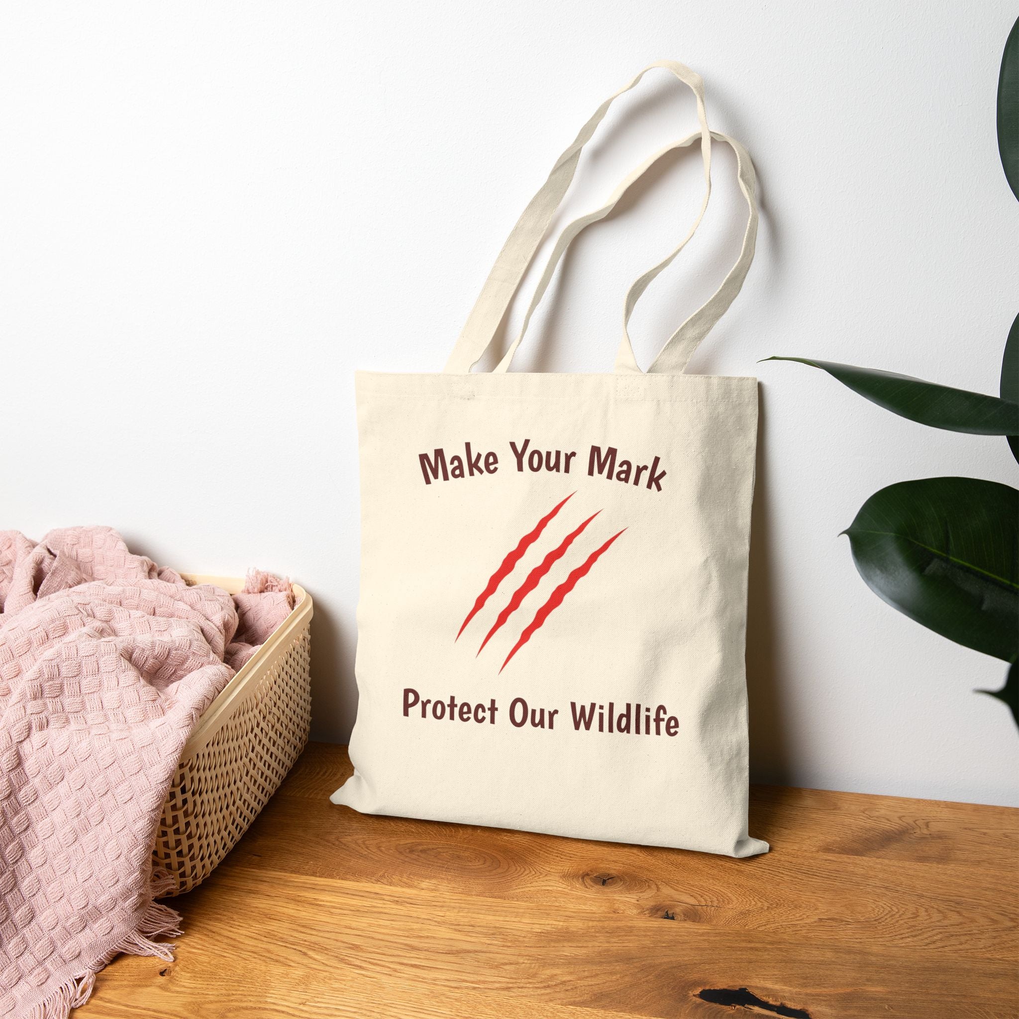 Canvas Tote Bag — "Make Your Mark, Protect Our Wildlife" Eco-Friendly Shopper