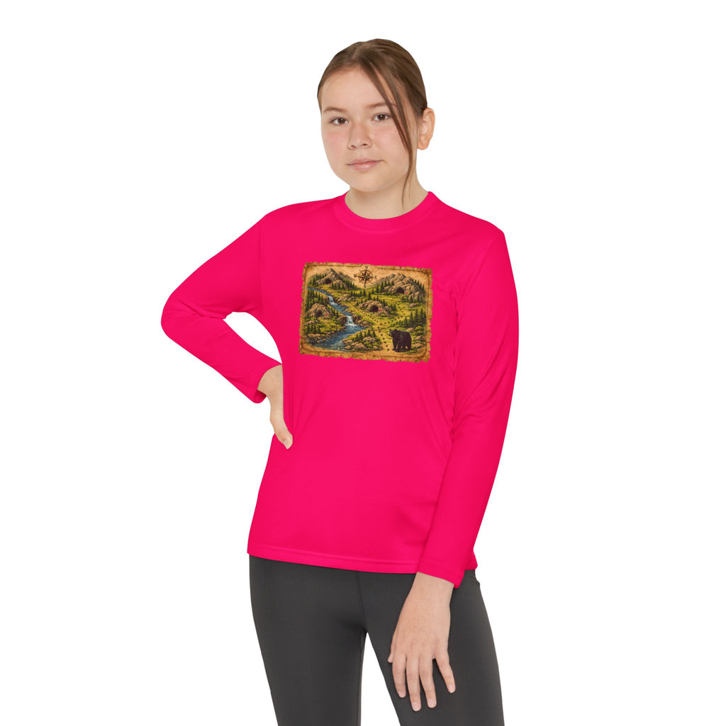 Youth Long Sleeve Tee — Bear Cave Treasure Map